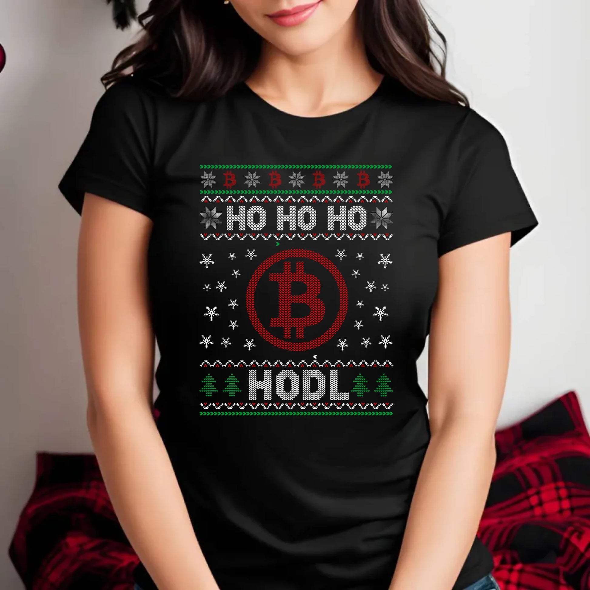 Koszulka damska świąteczna - Bitcoin - Ho Ho hodl BN103 - StoryCups.pl