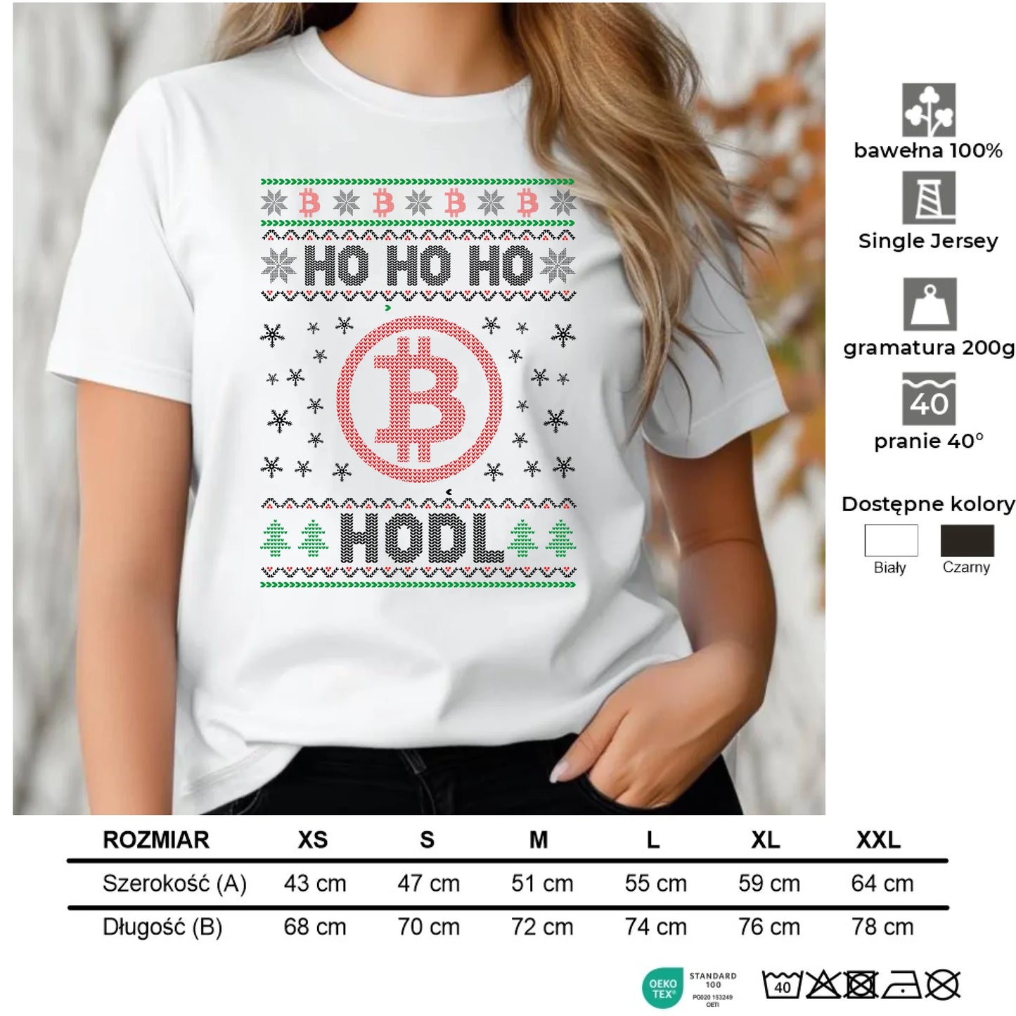 Koszulka damska świąteczna - Bitcoin - Ho Ho hodl BN103 - StoryCups.pl