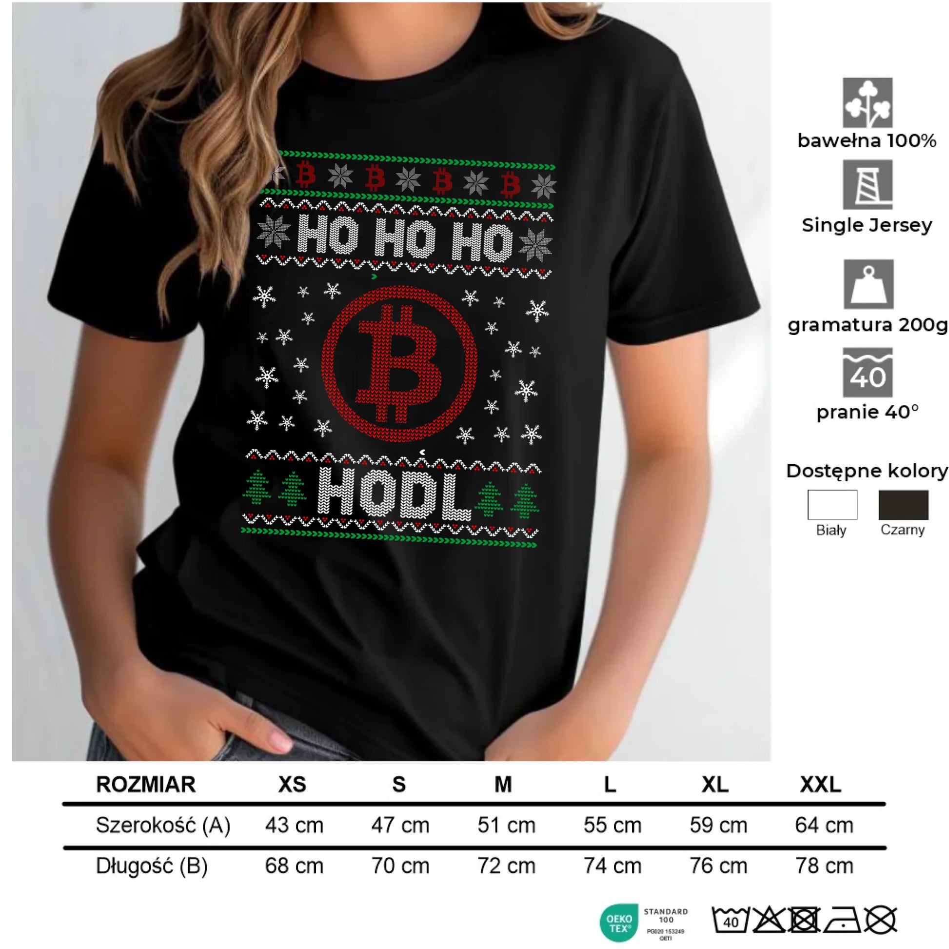 Koszulka damska świąteczna - Bitcoin - Ho Ho hodl BN103 - StoryCups.pl