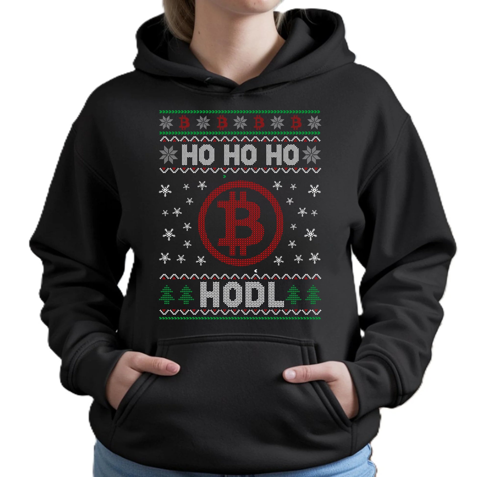 Bluza damska z kapturem świąteczna - Bitcoin - Ho Ho hodl BN103 - StoryCups.pl
