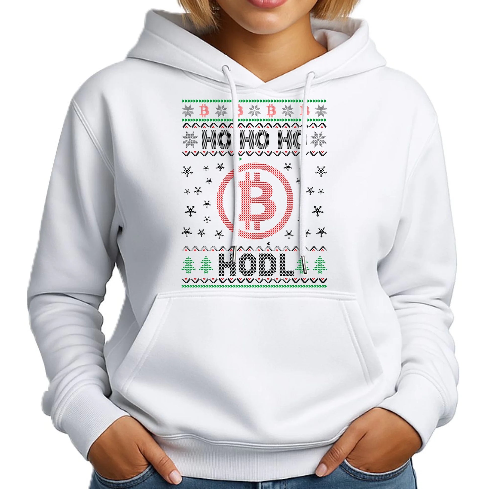 Bluza damska z kapturem świąteczna - Bitcoin - Ho Ho hodl BN103 - StoryCups.pl