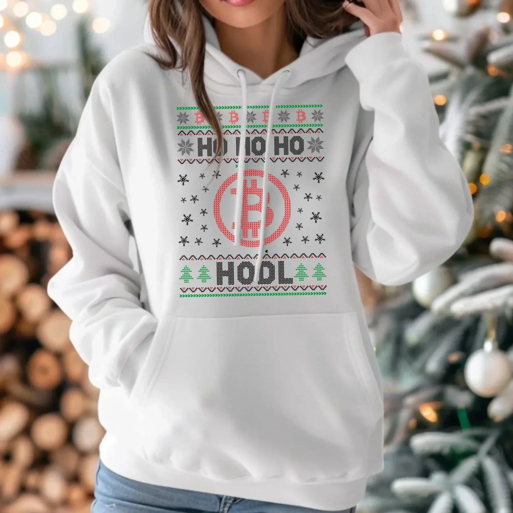 Bluza damska z kapturem świąteczna - Bitcoin - Ho Ho hodl BN103 - StoryCups.pl