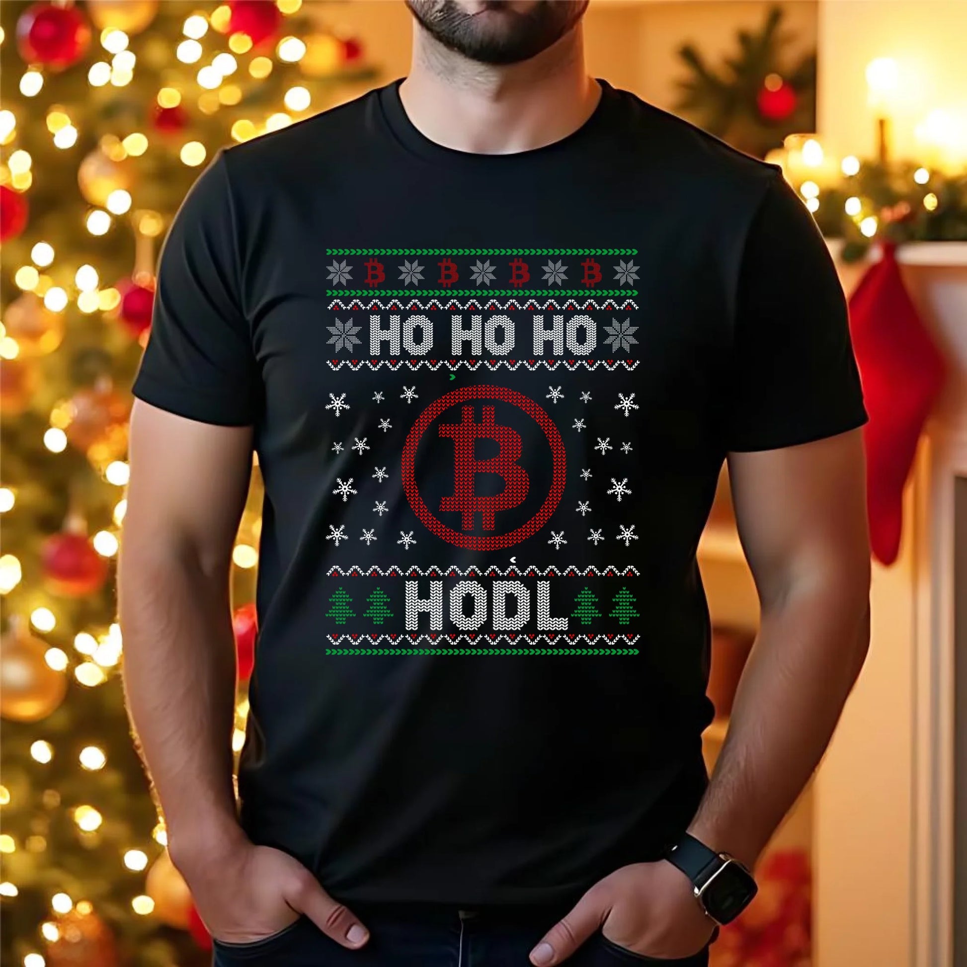 Koszulka męska świąteczna - Bitcoin - Ho Ho hodl BN103 - StoryCups.pl