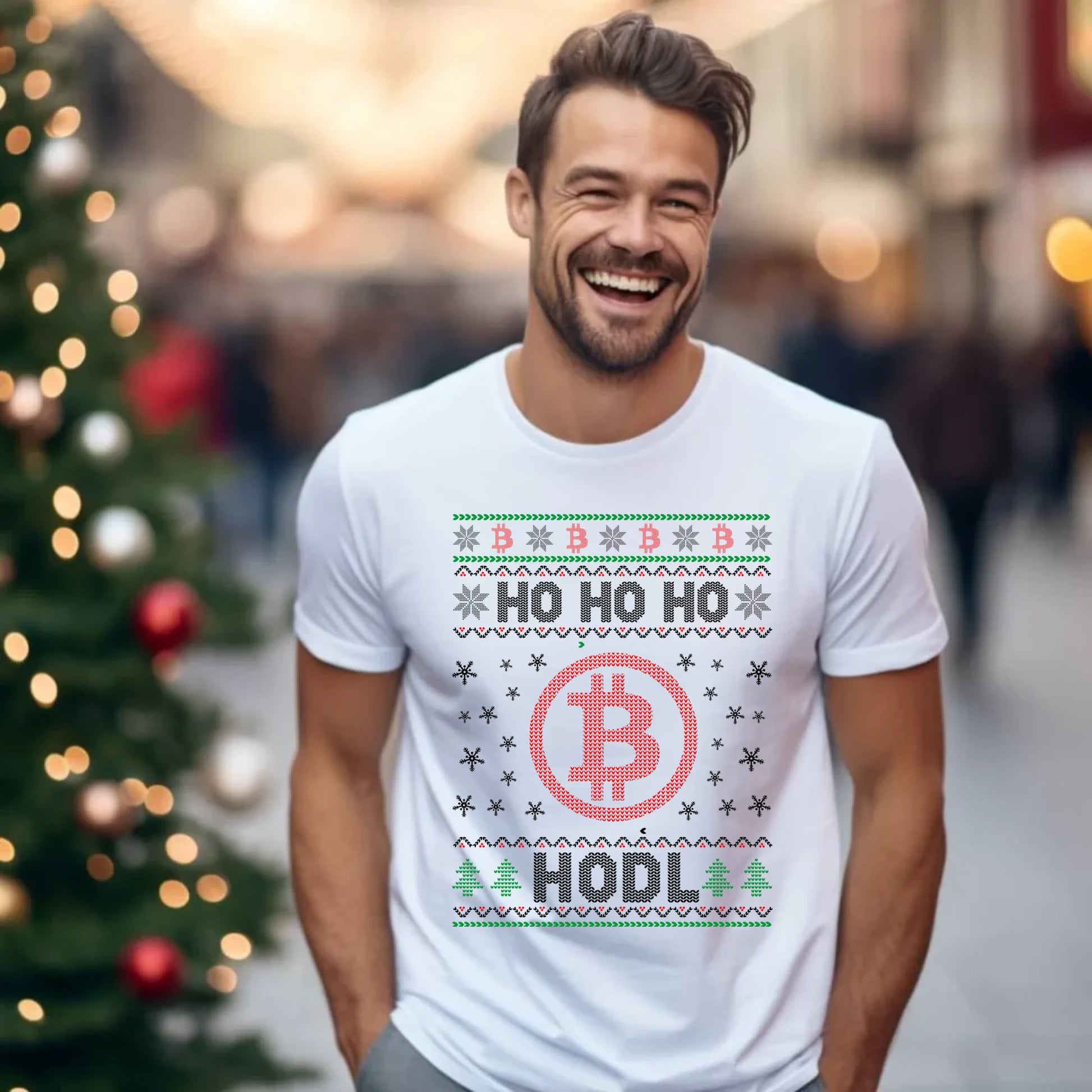 Koszulka męska świąteczna - Bitcoin - Ho Ho hodl BN103 - StoryCups.pl
