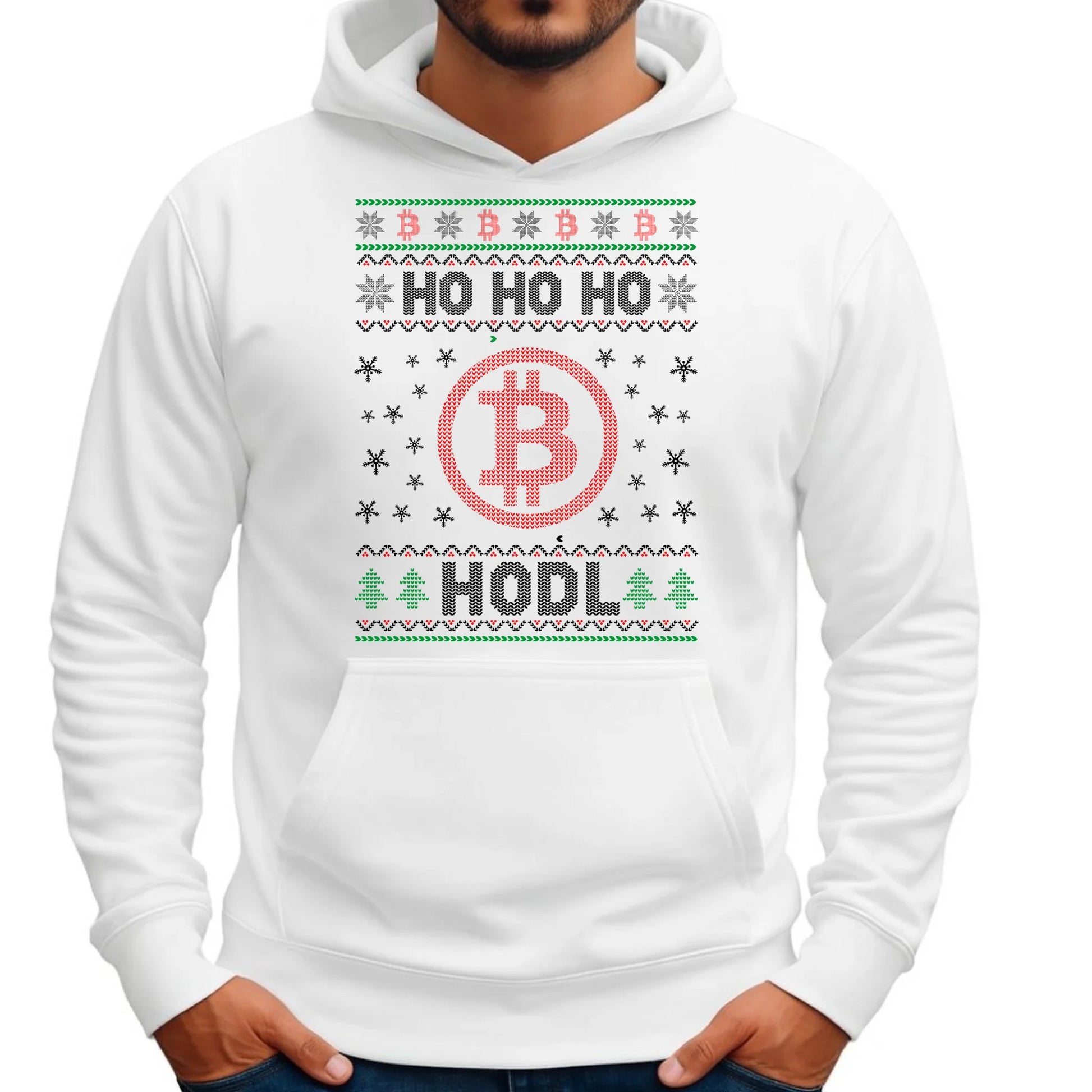 Bluza męska z kapturem świąteczna - Bitcoin - Ho Ho hodl BN103 - StoryCups.pl