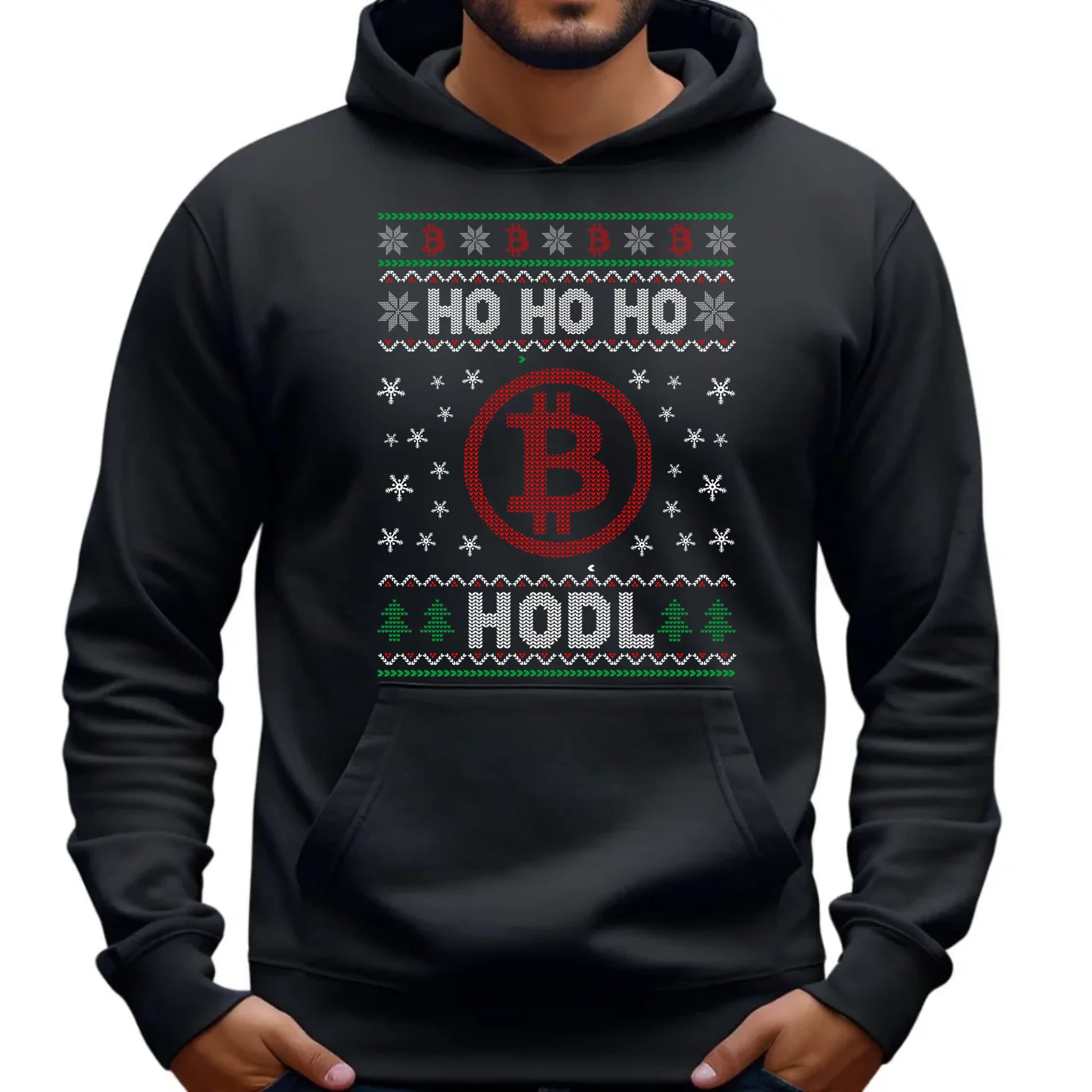 Bluza męska z kapturem świąteczna - Bitcoin - Ho Ho hodl BN103 - StoryCups.pl