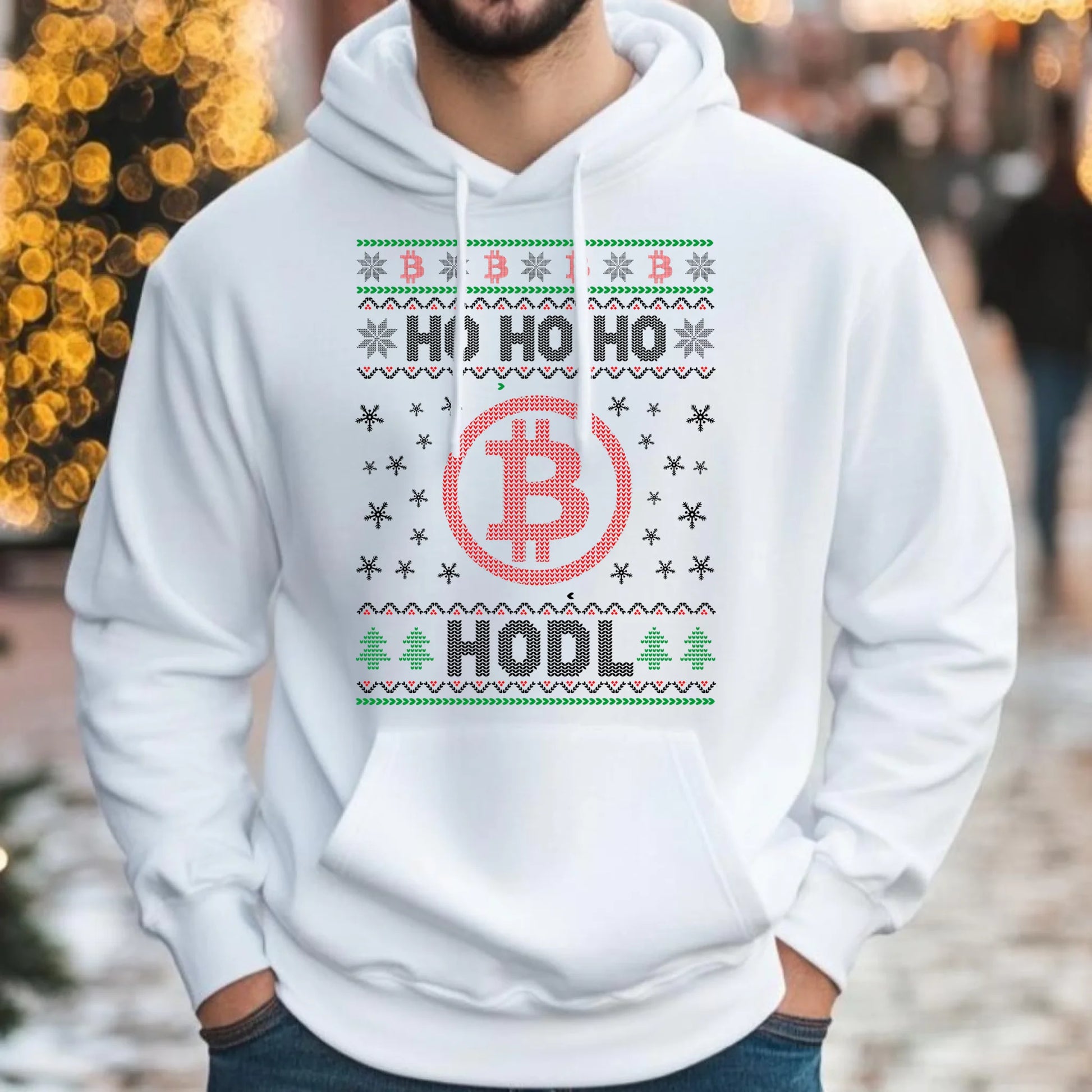 Bluza męska z kapturem świąteczna - Bitcoin - Ho Ho hodl BN103 - StoryCups.pl