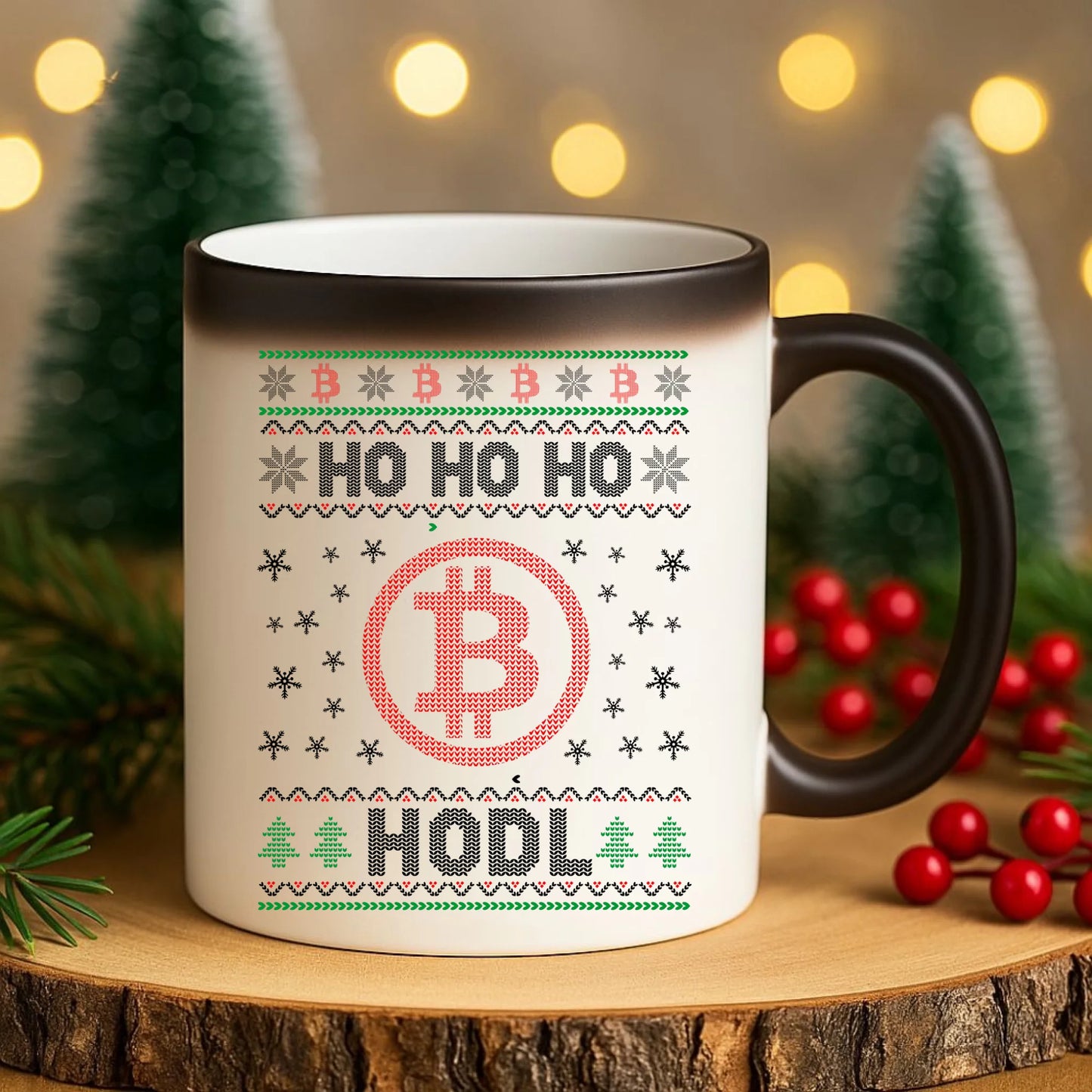 Kubek magiczny świąteczny - Bitcoin - Ho Ho hodl BN103 - StoryCups.pl