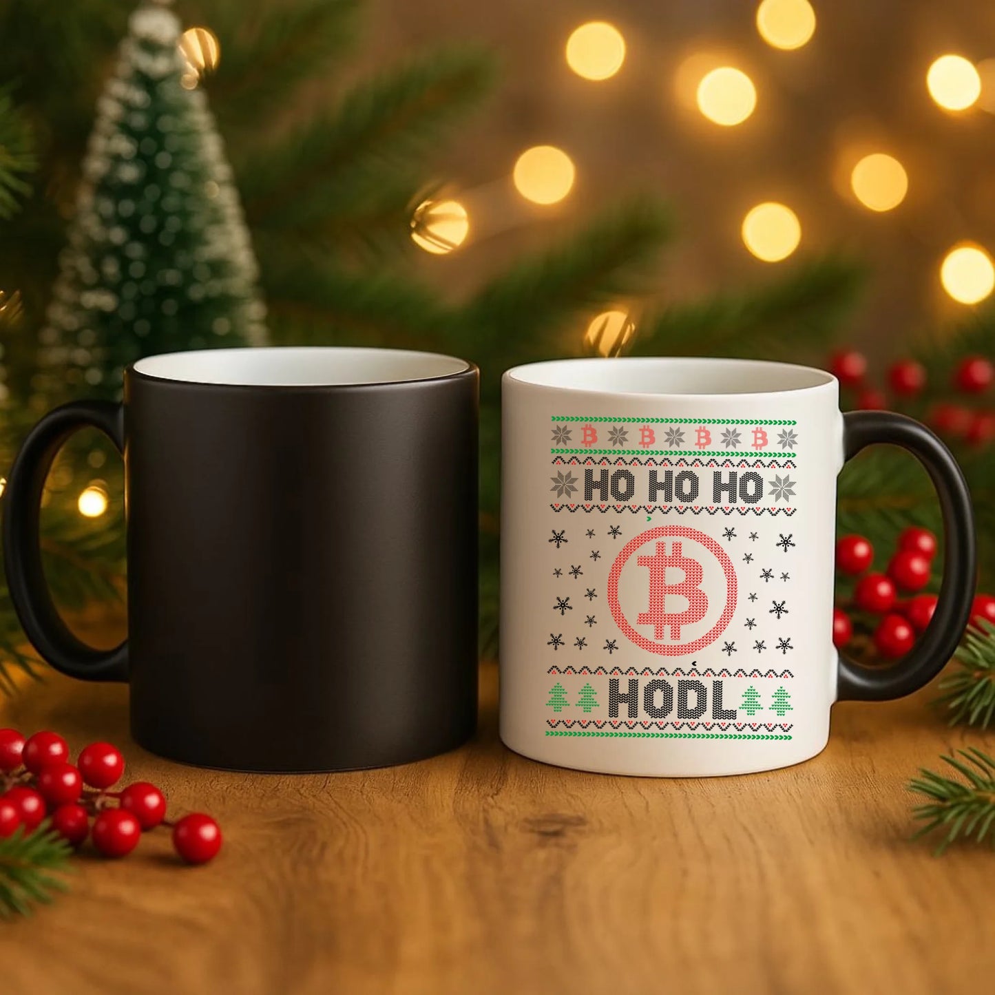 Kubek magiczny świąteczny - Bitcoin - Ho Ho hodl BN103 - StoryCups.pl