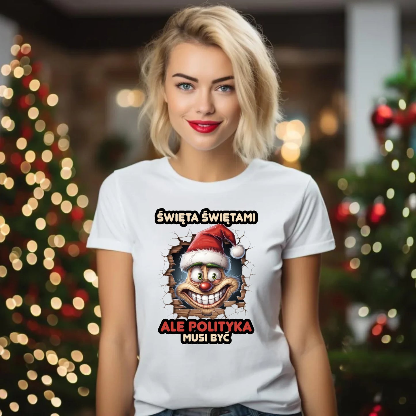 Koszulka damska świąteczna - Święta świętami ale polityka musi być BN102 - StoryCups.pl