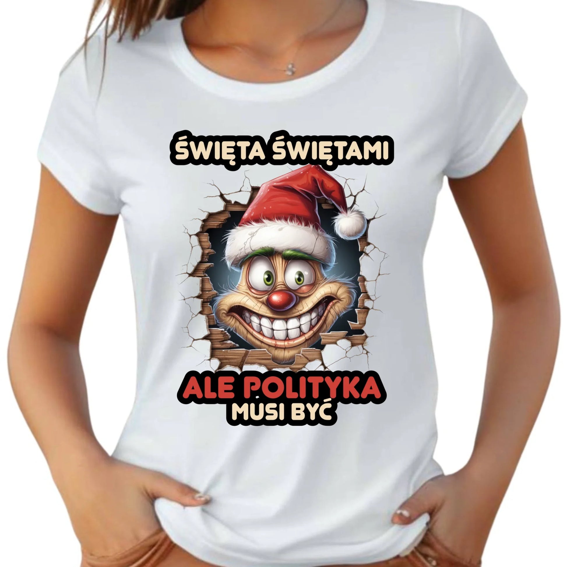 Koszulka damska świąteczna - Święta świętami ale polityka musi być BN102 - StoryCups.pl