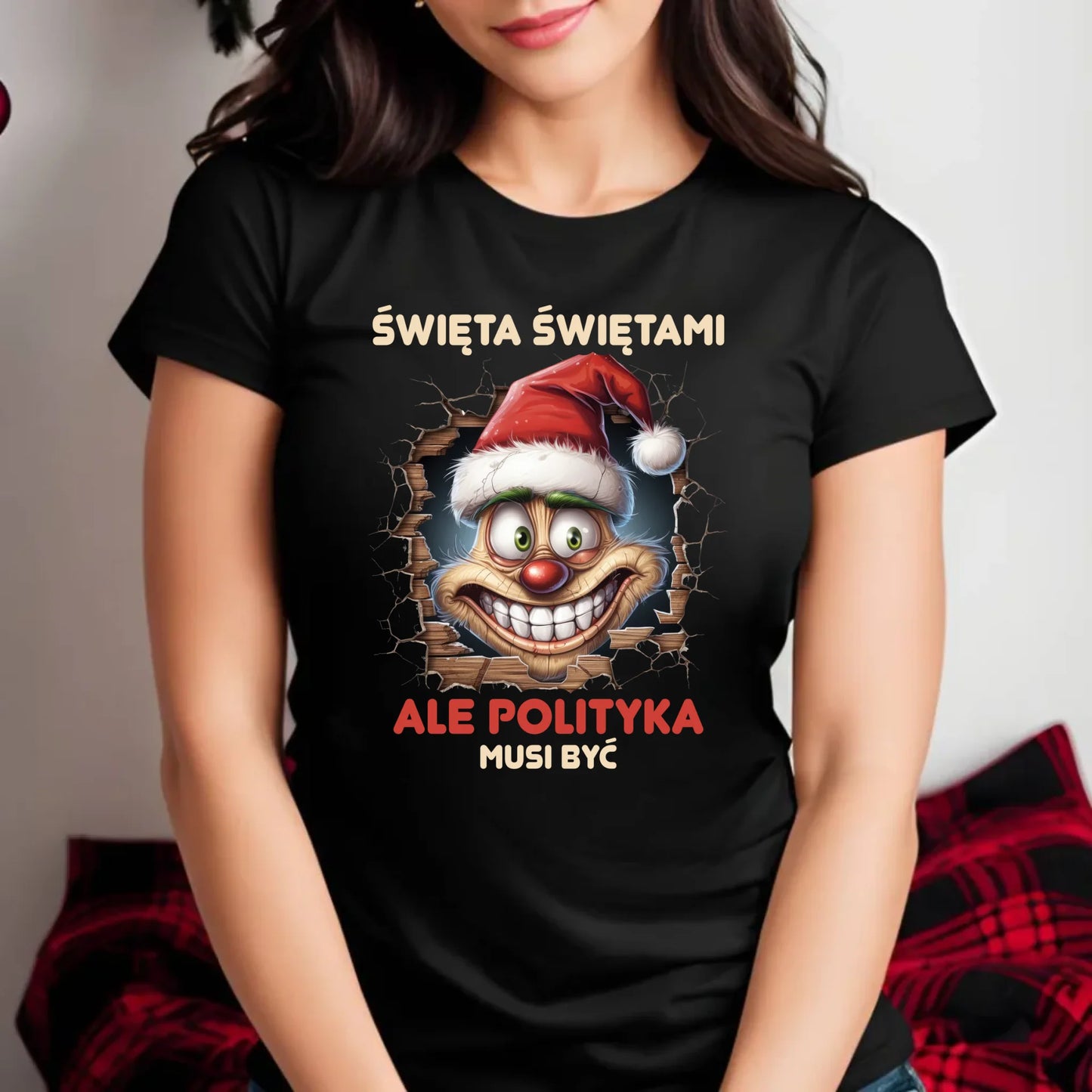 Koszulka damska świąteczna - Święta świętami ale polityka musi być BN102 - StoryCups.pl