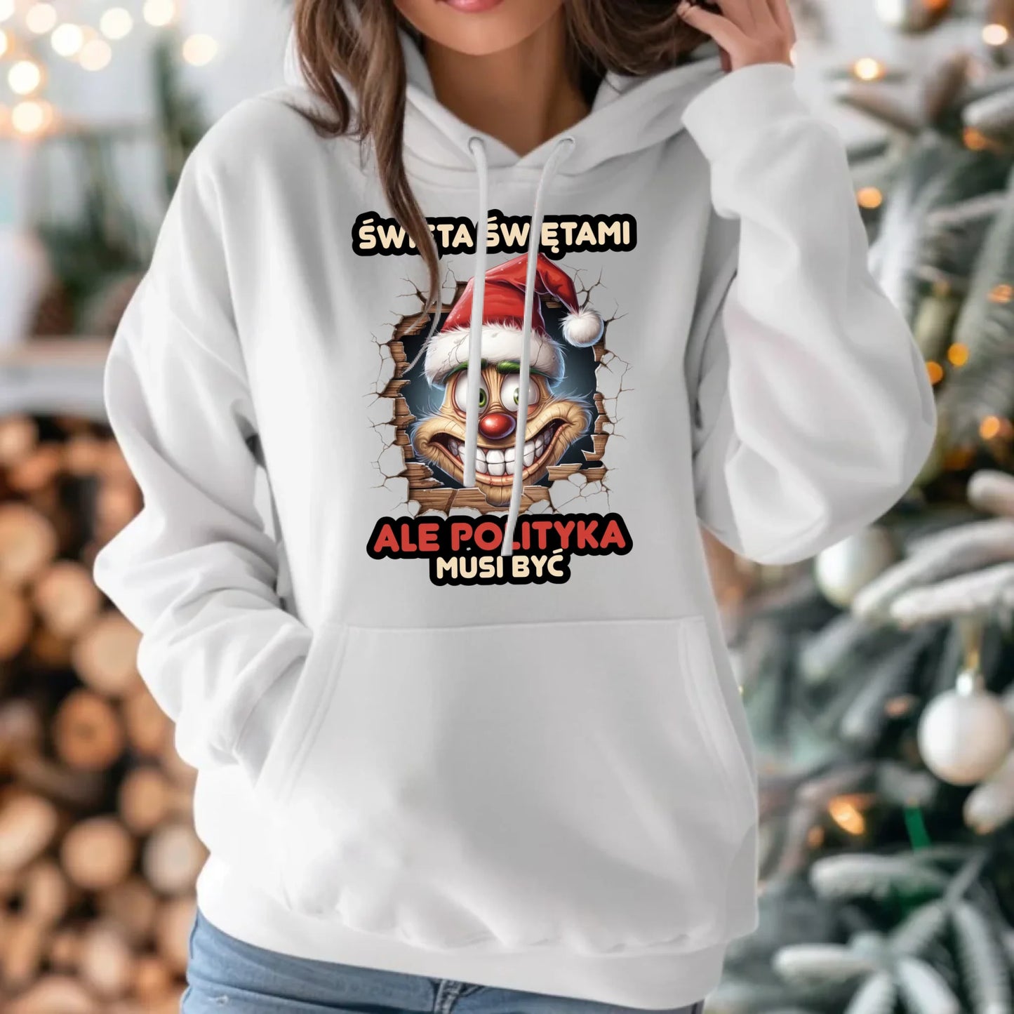 Bluza damska z kapturem świąteczna - Święta świętami ale polityka musi być BN102 - StoryCups.pl