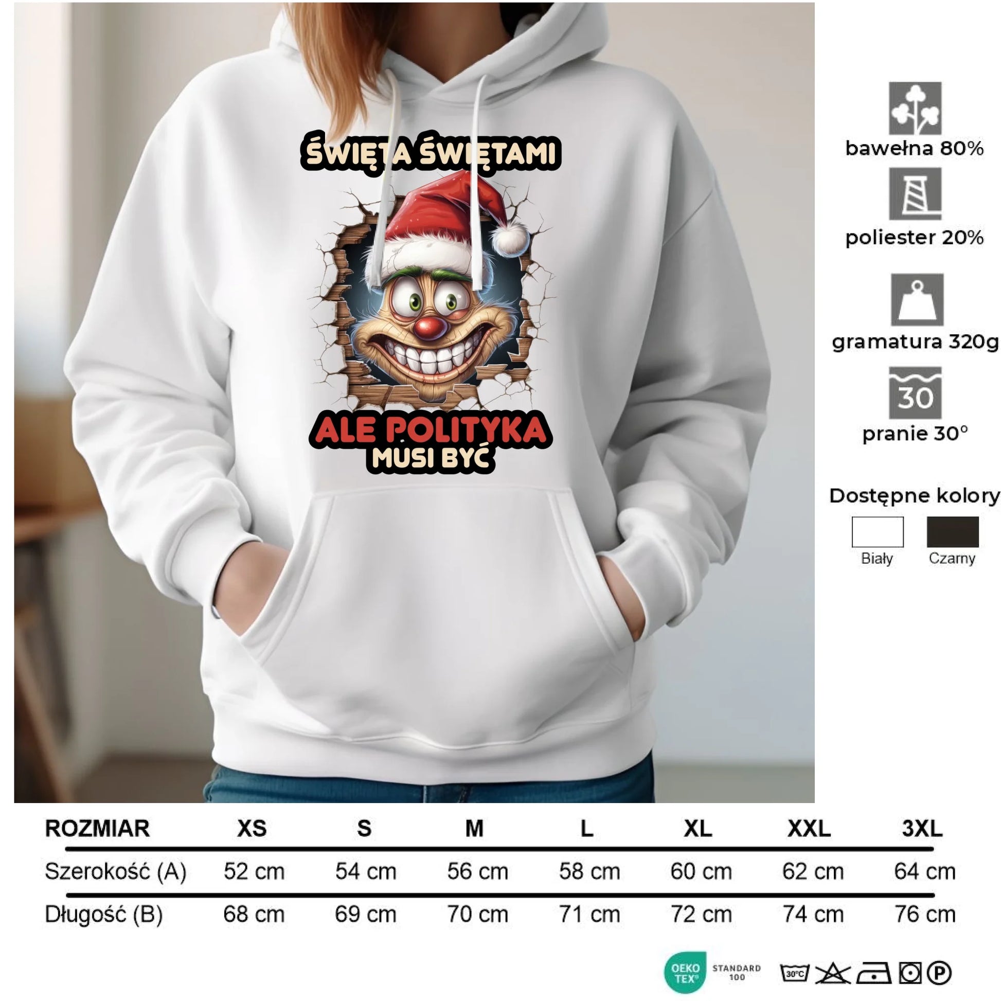 Bluza damska z kapturem świąteczna - Święta świętami ale polityka musi być BN102 - StoryCups.pl