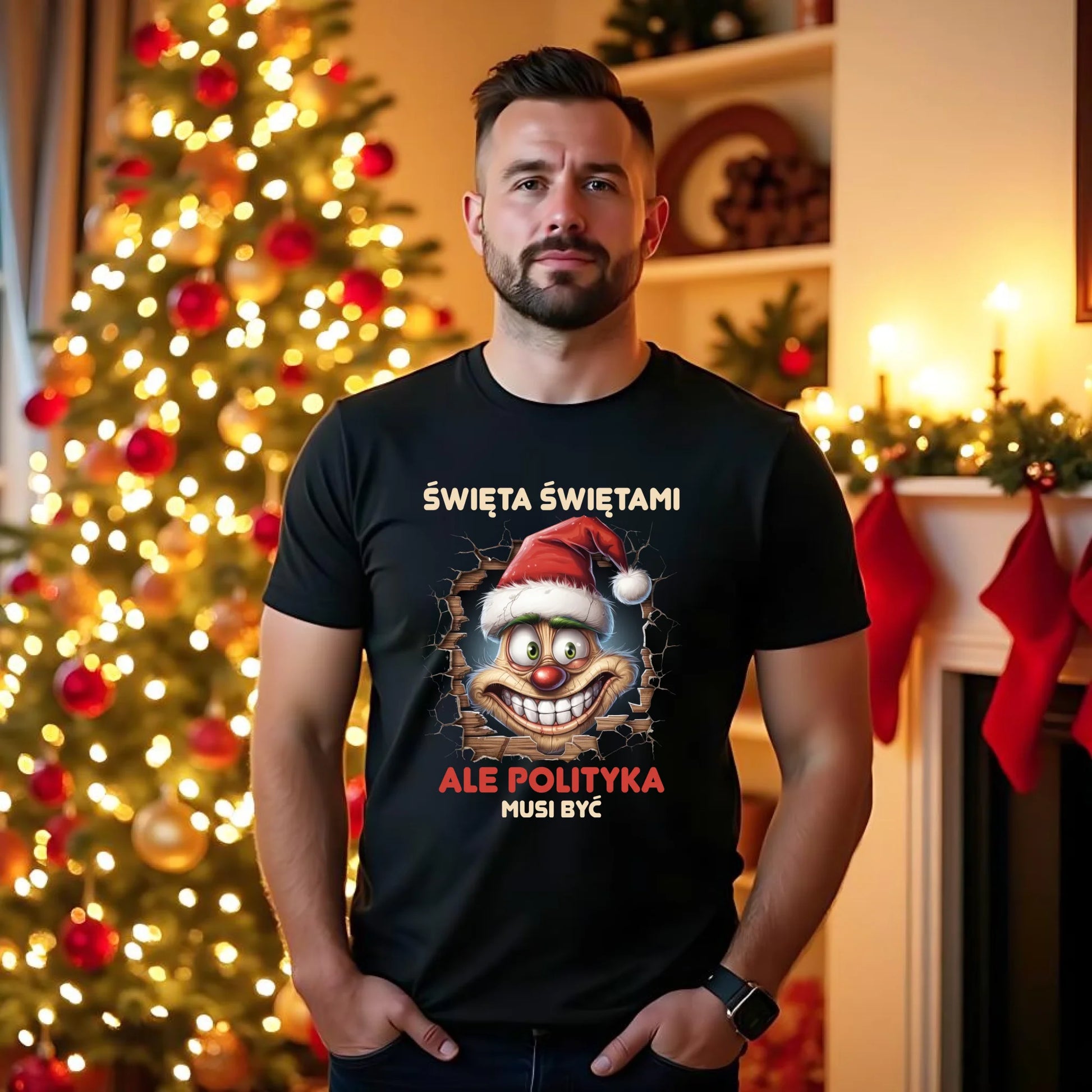Koszulka męska świąteczna - Święta świętami ale polityka musi być BN102 - StoryCups.pl