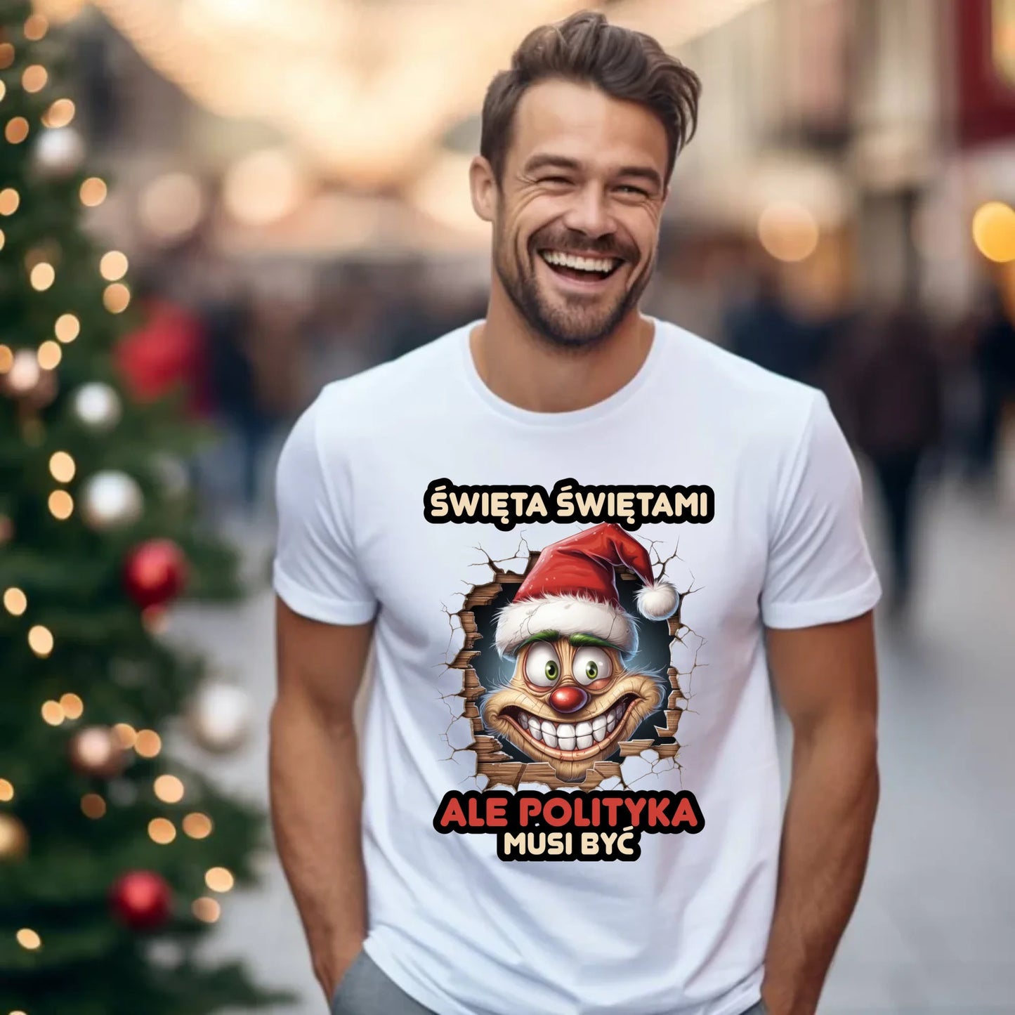 Koszulka męska świąteczna - Święta świętami ale polityka musi być BN102 - StoryCups.pl