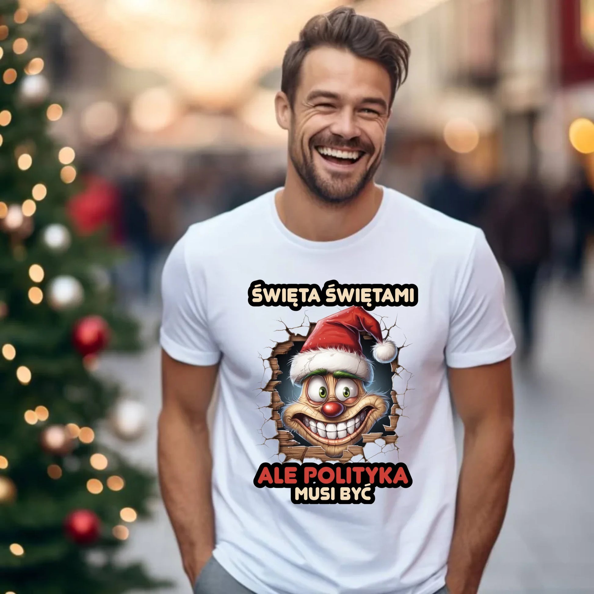 Koszulka męska świąteczna - Święta świętami ale polityka musi być BN102 - StoryCups.pl