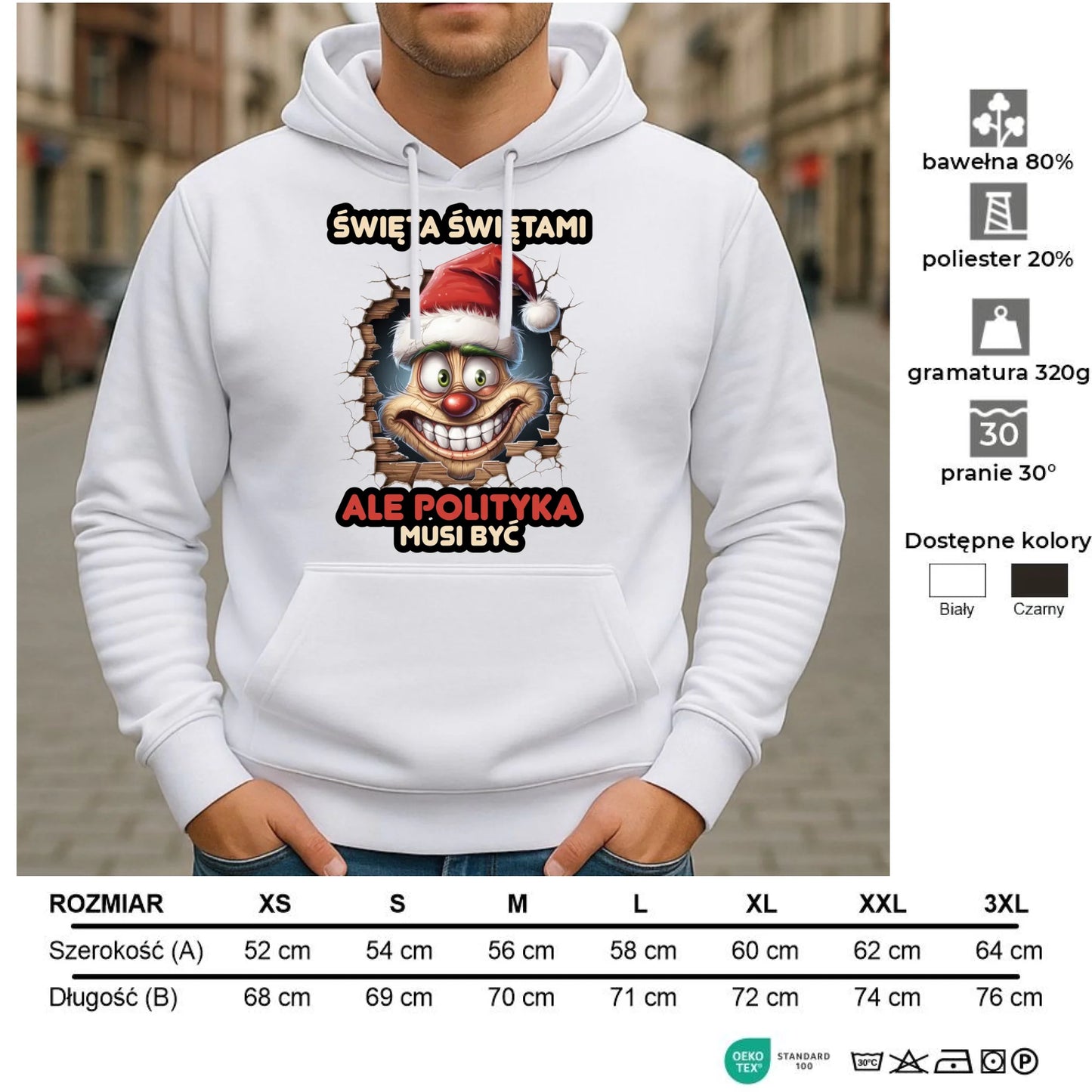 Bluza męska z kapturem świąteczna - Święta świętami ale polityka musi być BN102 - StoryCups.pl