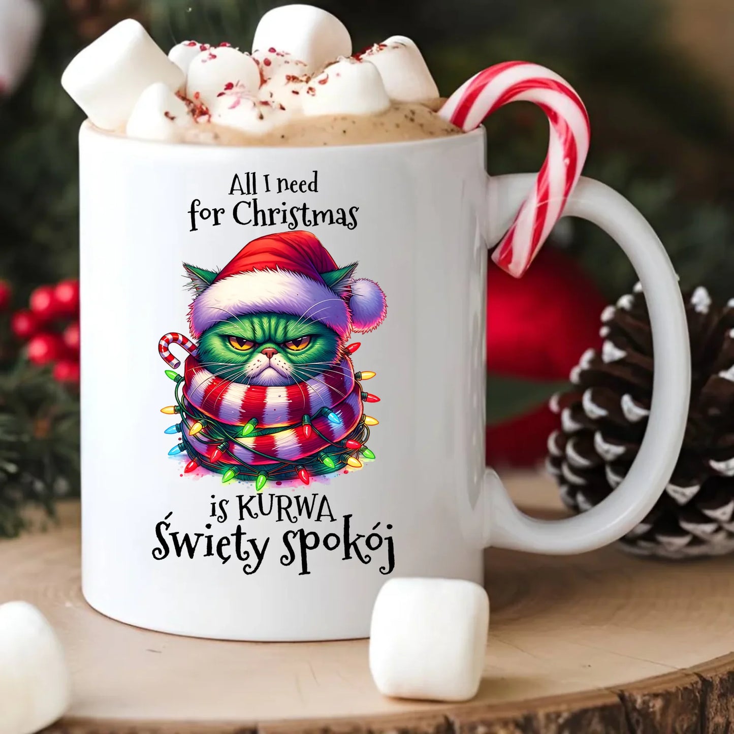 Kubek świąteczny - All I need for Christmas is ku*wa święty spokój - bez cenzury BN101 - StoryCups.pl