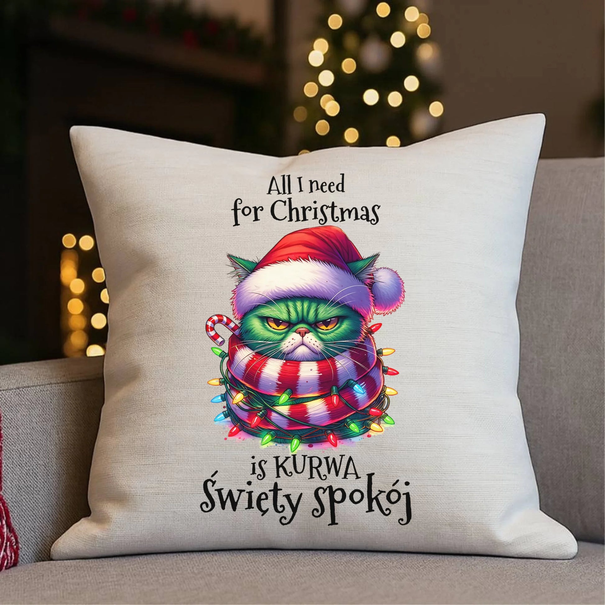 Poduszka świąteczna - All I need for Christmas is ku*wa święty spokój - bez cenzury BN101 - StoryCups.pl
