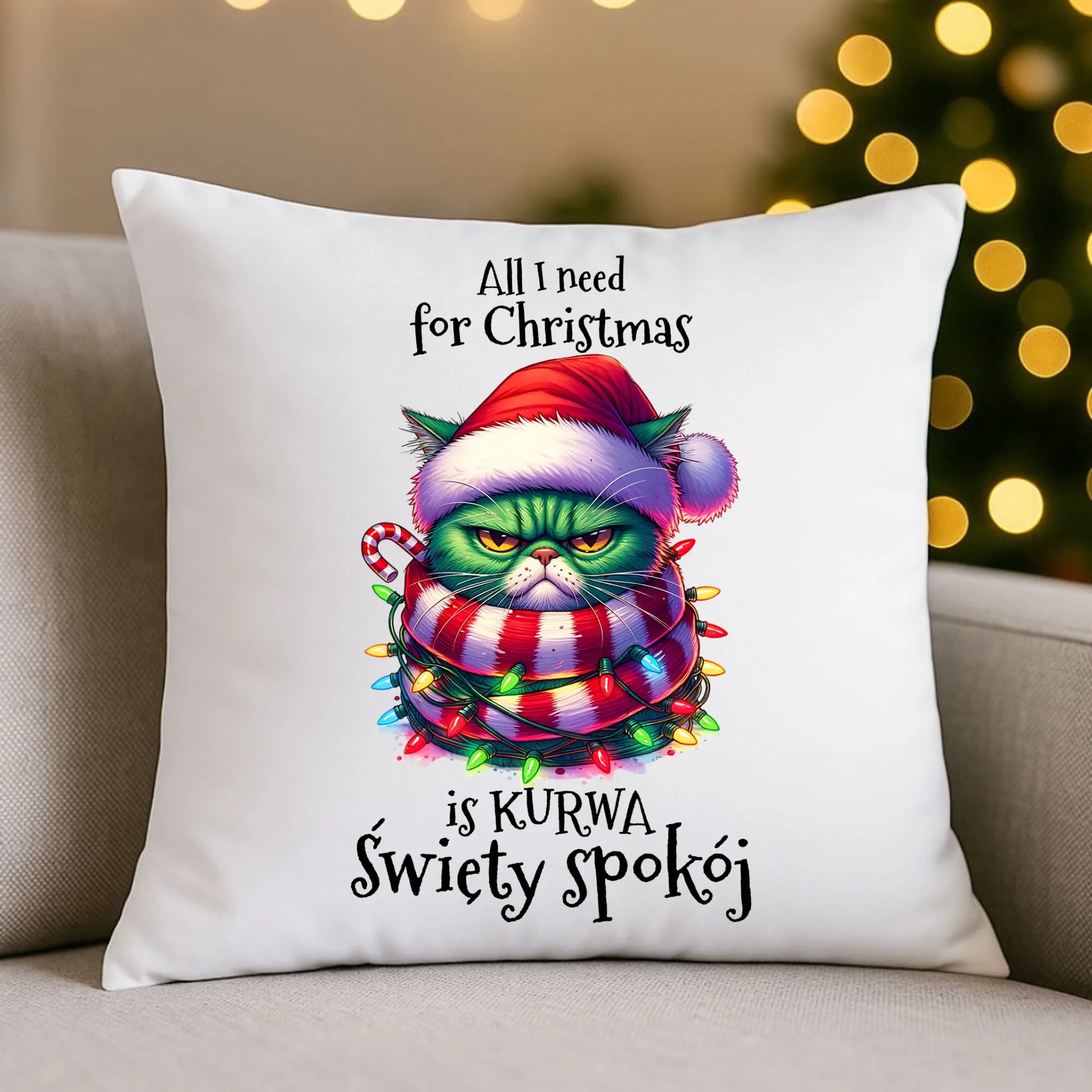 Poduszka świąteczna - All I need for Christmas is ku*wa święty spokój - bez cenzury BN101 - StoryCups.pl