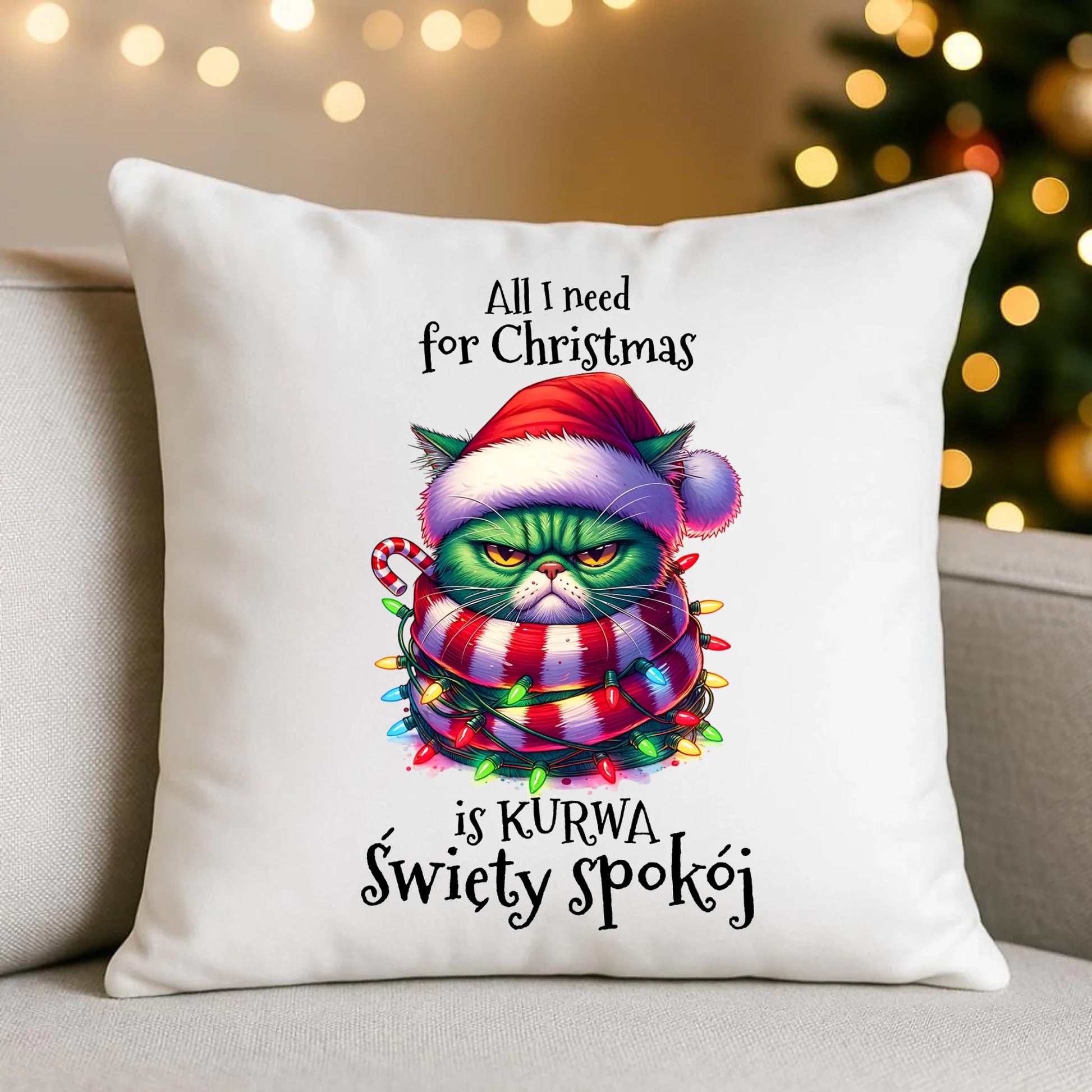 Poduszka świąteczna - All I need for Christmas is ku*wa święty spokój - bez cenzury BN101 - StoryCups.pl