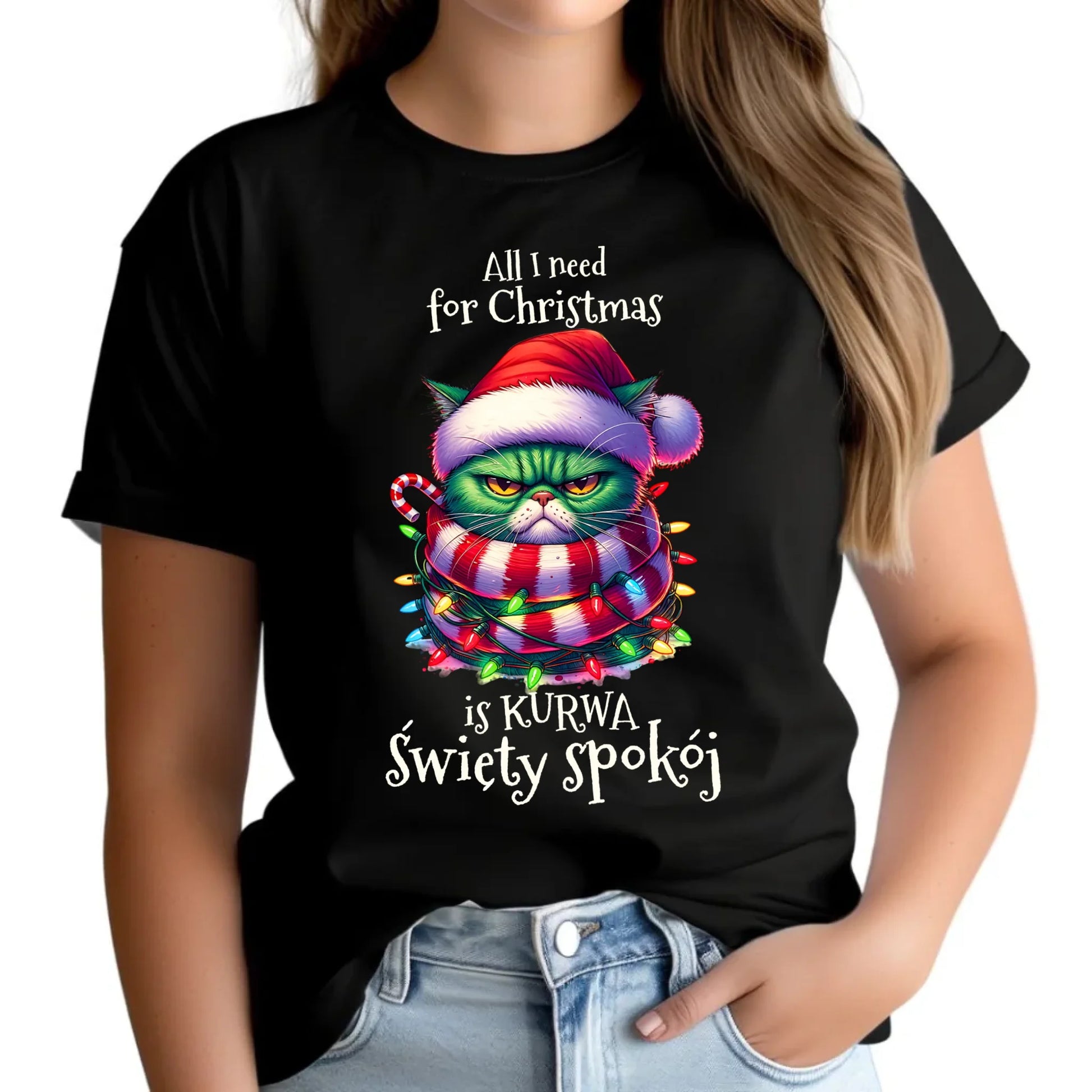 Koszulka damska świąteczna - All I need for Christmas is ku*wa święty spokój - bez cenzury BN101 - StoryCups.pl