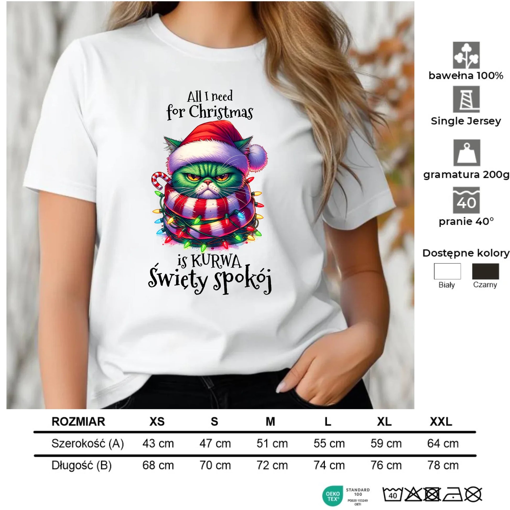 Koszulka damska świąteczna - All I need for Christmas is ku*wa święty spokój - bez cenzury BN101 - StoryCups.pl