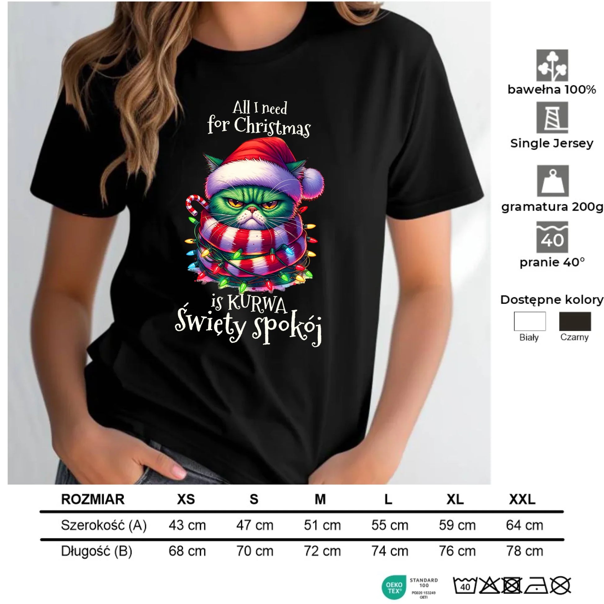 Koszulka damska świąteczna - All I need for Christmas is ku*wa święty spokój - bez cenzury BN101 - StoryCups.pl