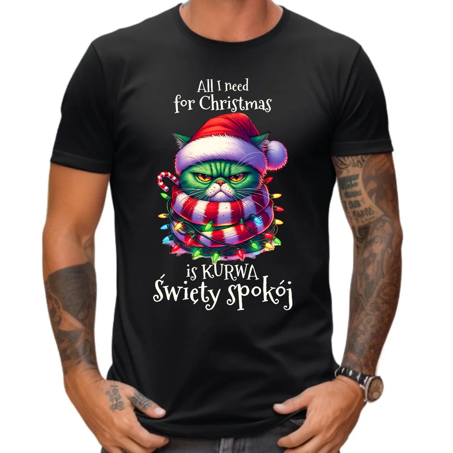 Koszulka męska świąteczna - All I need for Christmas is ku*wa święty spokój - bez cenzury BN101 - StoryCups.pl