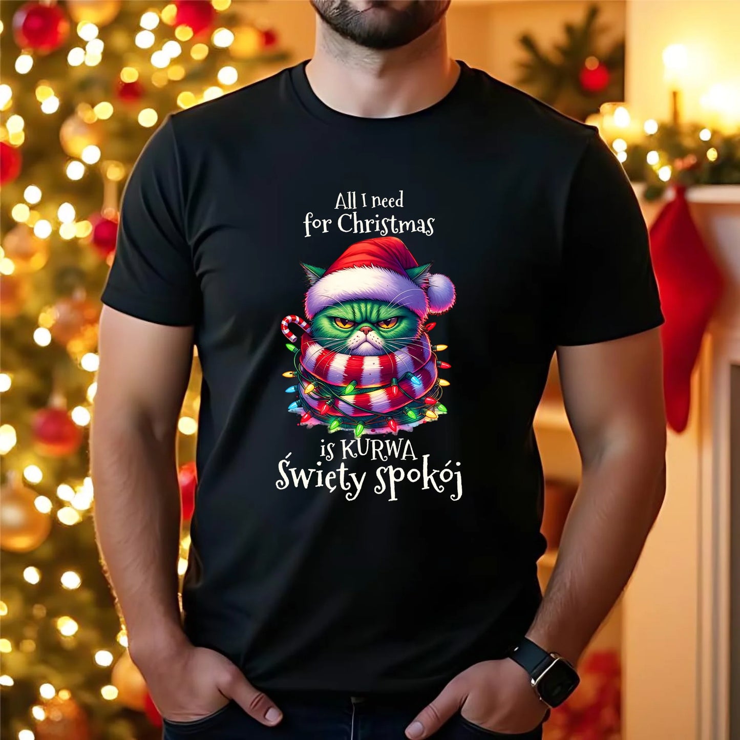 Koszulka męska świąteczna - All I need for Christmas is ku*wa święty spokój - bez cenzury BN101 - StoryCups.pl