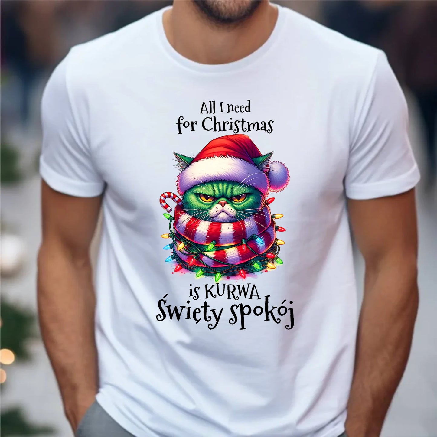 Koszulka męska świąteczna - All I need for Christmas is ku*wa święty spokój - bez cenzury BN101 - StoryCups.pl