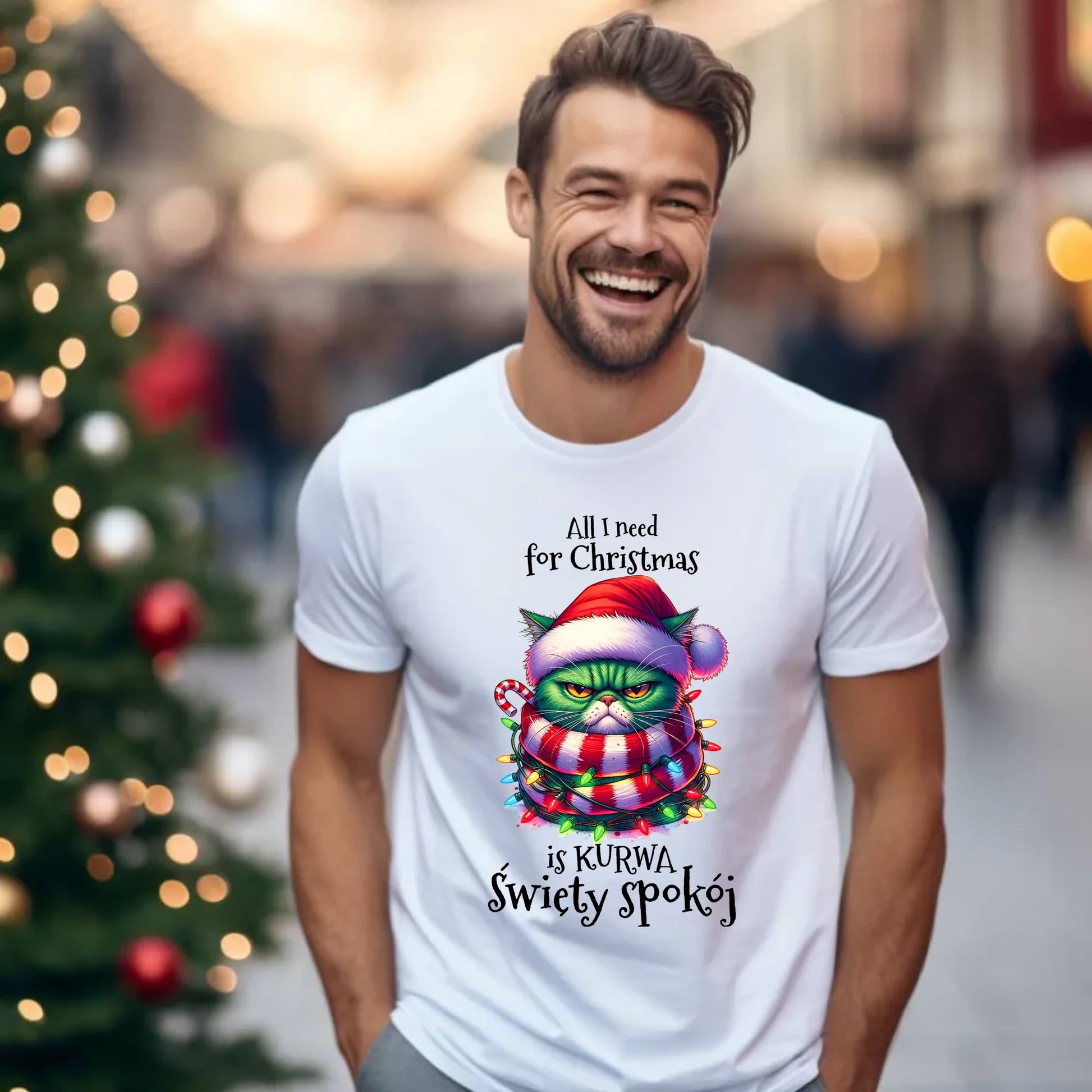 Koszulka męska świąteczna - All I need for Christmas is ku*wa święty spokój - bez cenzury BN101 - StoryCups.pl
