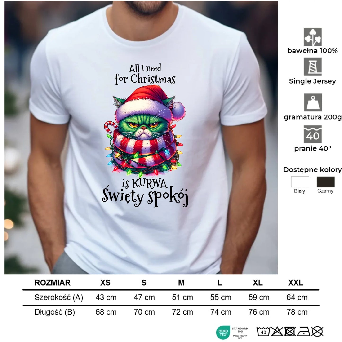 Koszulka męska świąteczna - All I need for Christmas is ku*wa święty spokój - bez cenzury BN101 - StoryCups.pl