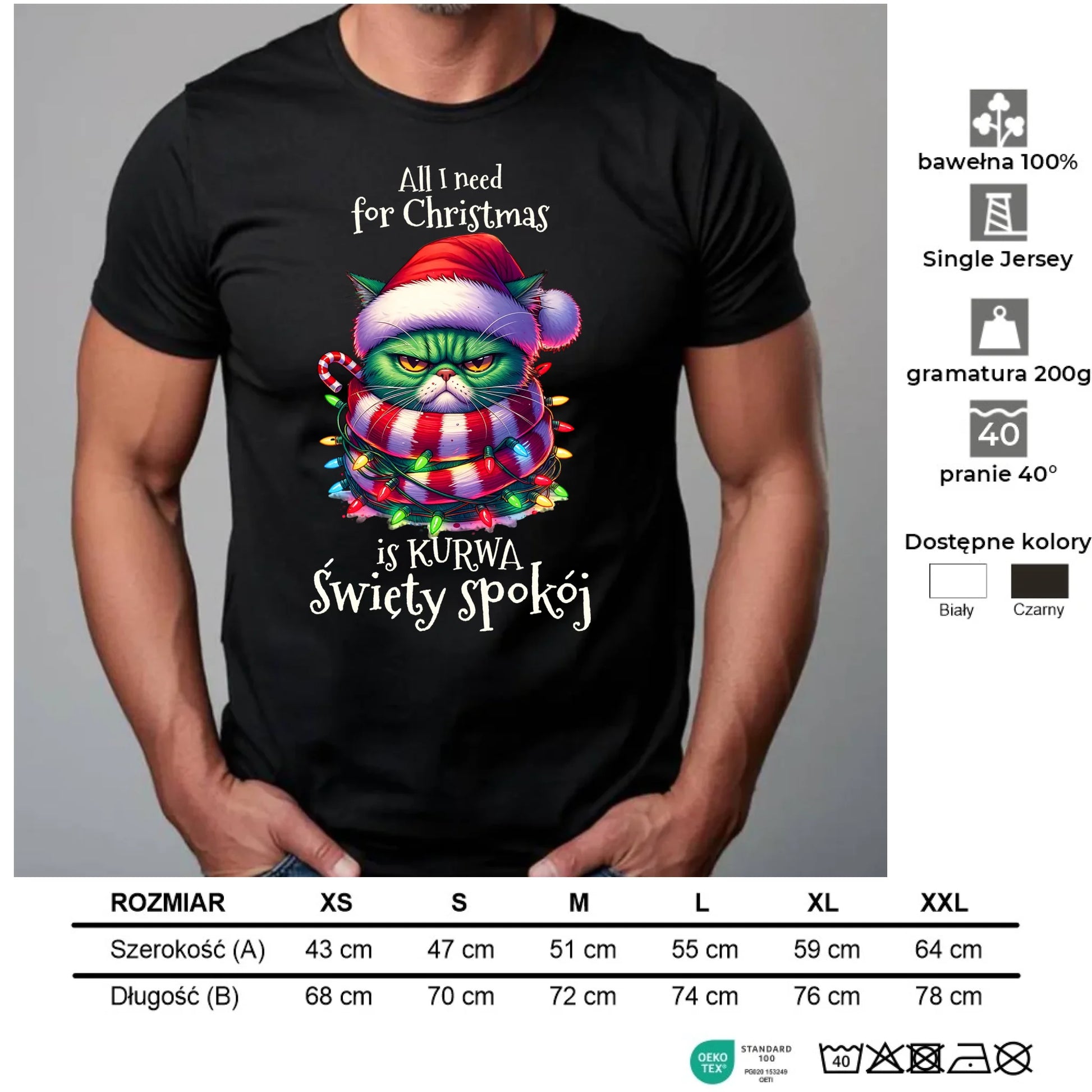 Koszulka męska świąteczna - All I need for Christmas is ku*wa święty spokój - bez cenzury BN101 - StoryCups.pl