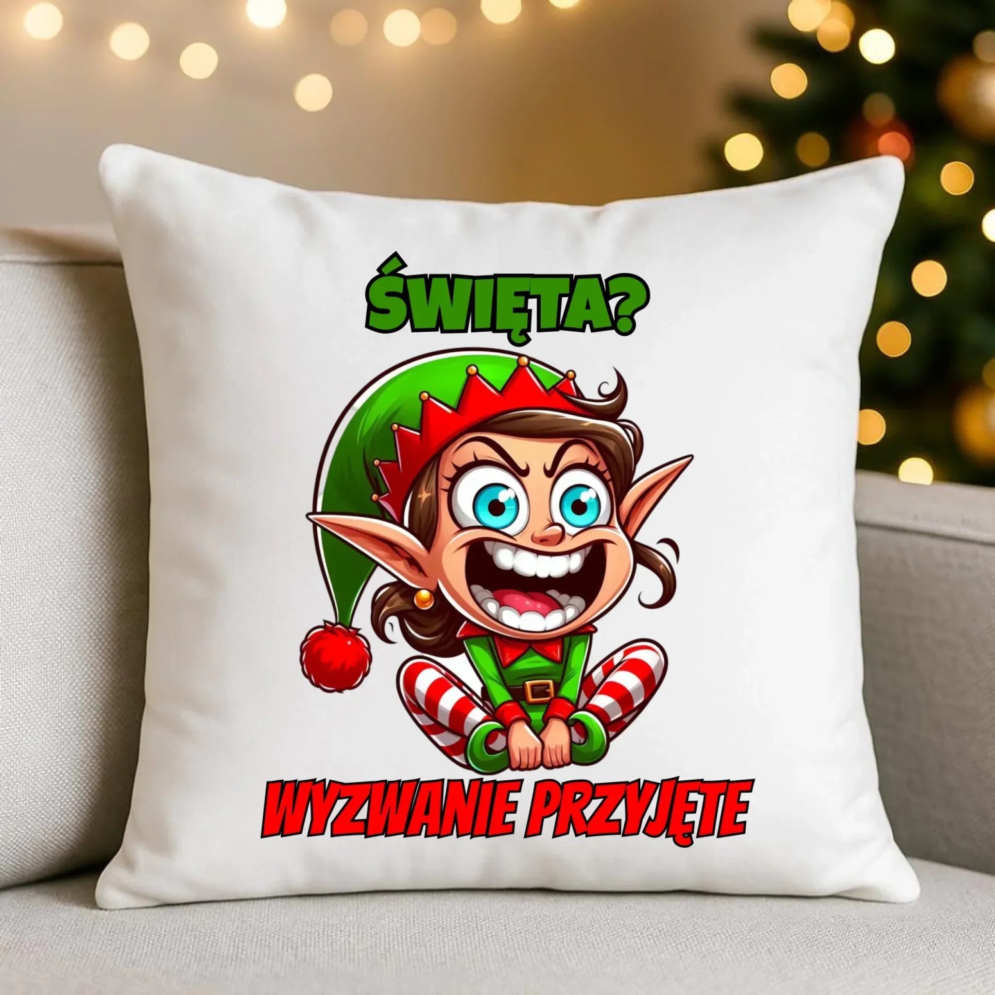 Poduszka świąteczna - Skrzat Wyzwanie przyjęte BN100 - StoryCups.pl