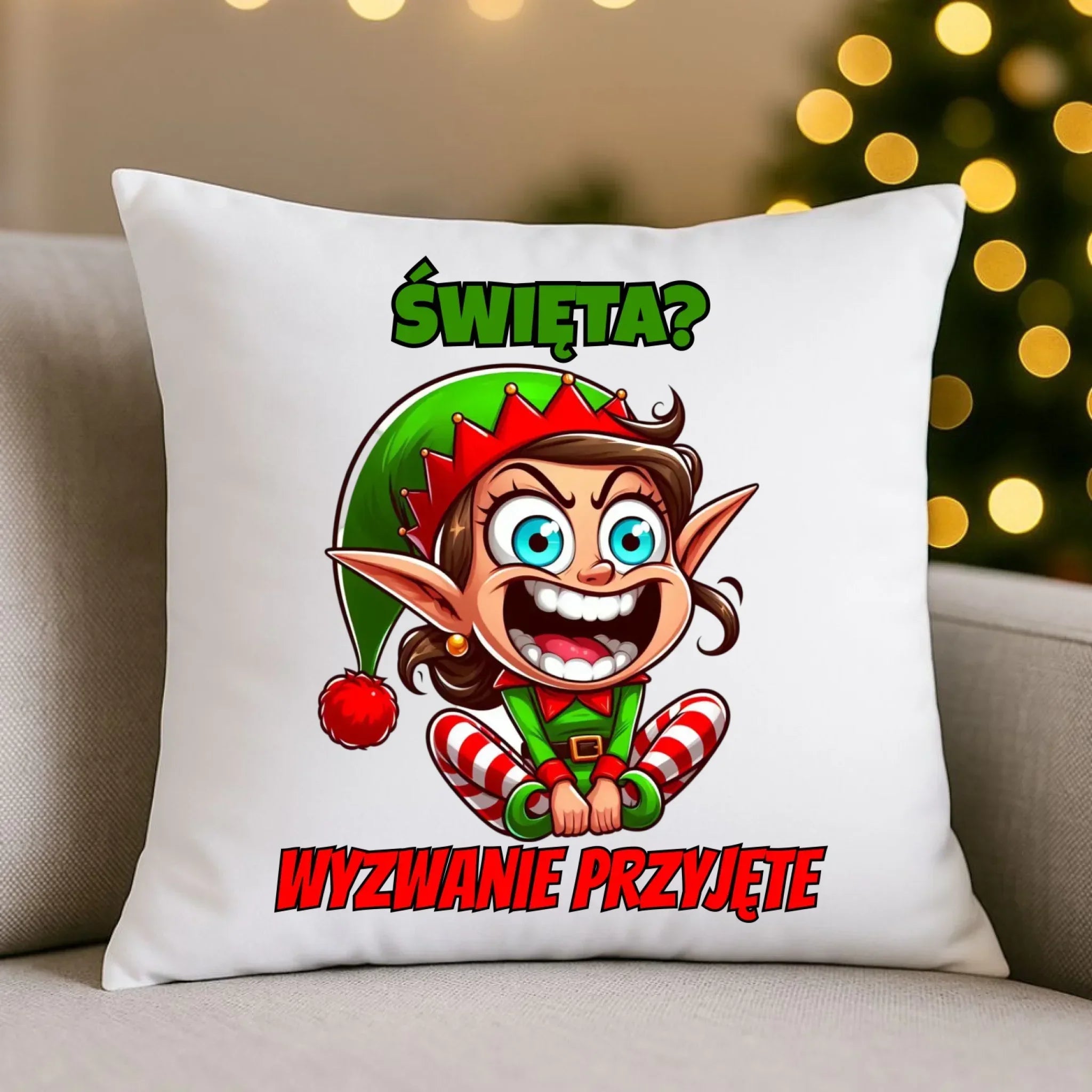Poduszka świąteczna - Skrzat Wyzwanie przyjęte BN100 - StoryCups.pl