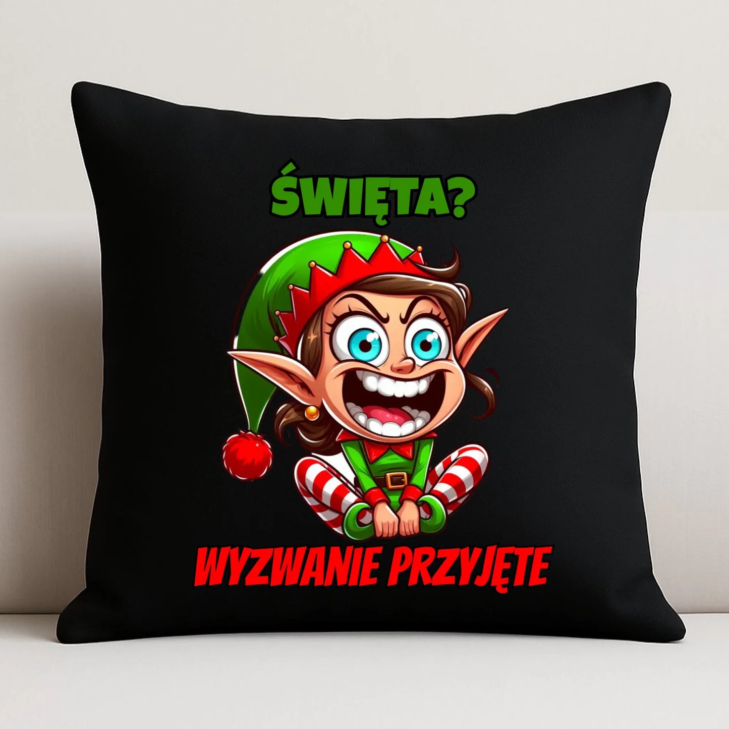 Poduszka dekoracyjna świąteczna - Skrzat Wyzwanie przyjęte BN100