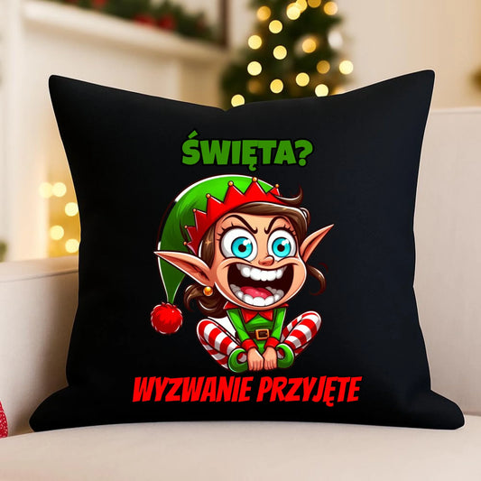 Poduszka dekoracyjna świąteczna - Skrzat Wyzwanie przyjęte BN100