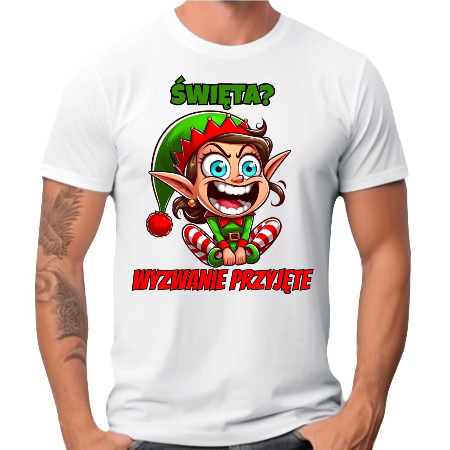Koszulka męska świąteczna - Skrzat Wyzwanie przyjęte BN100