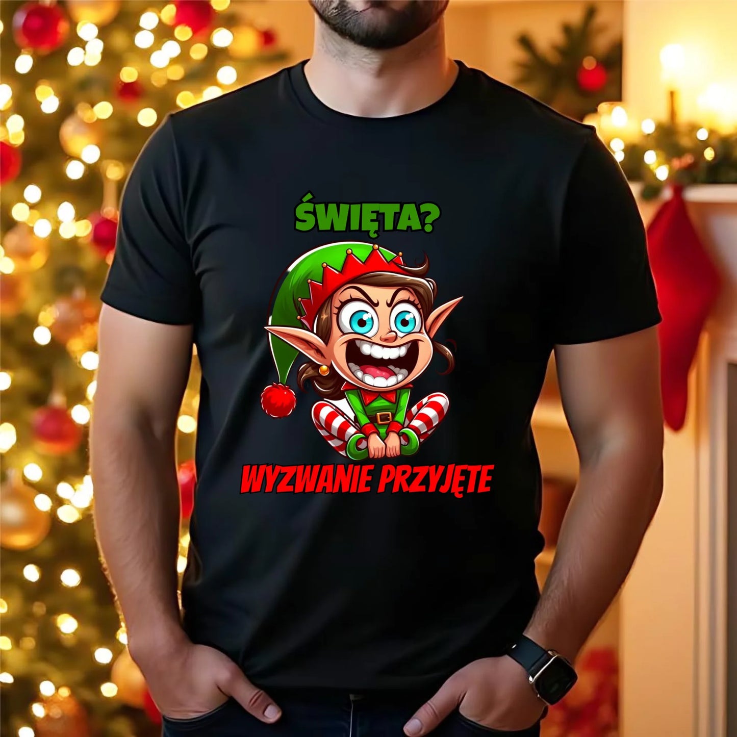 Koszulka męska świąteczna - Skrzat Wyzwanie przyjęte BN100
