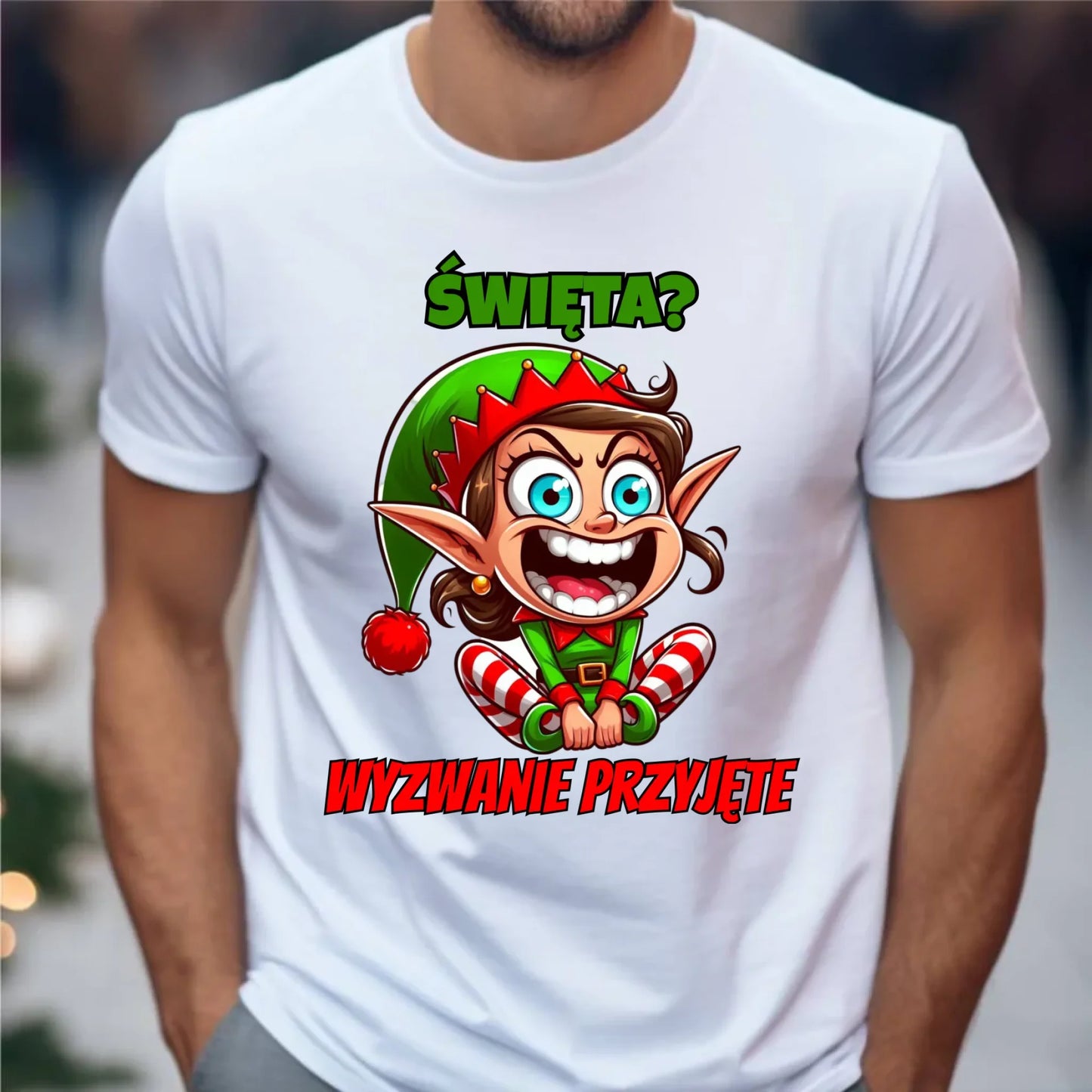 Koszulka męska świąteczna - Skrzat Wyzwanie przyjęte BN100
