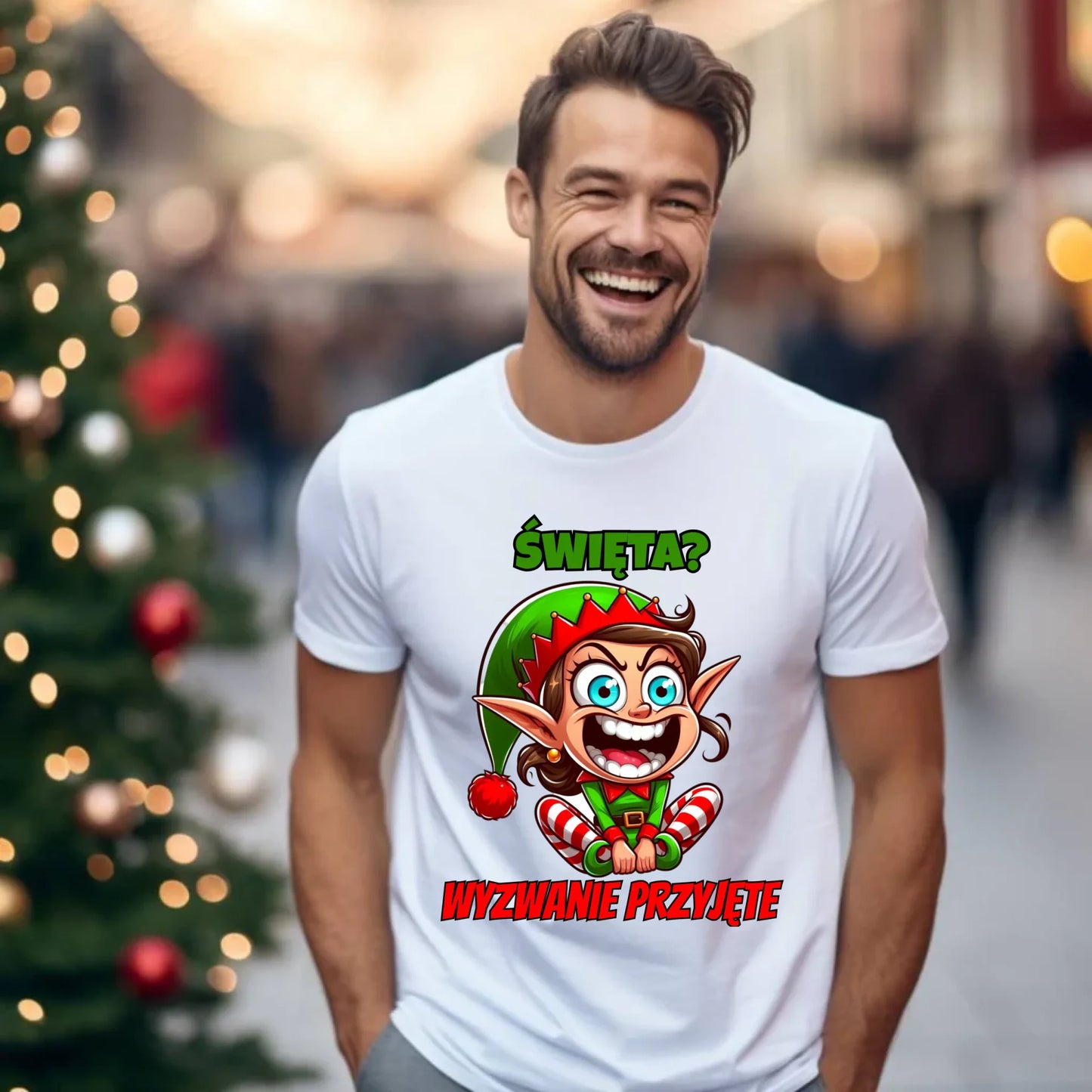 Koszulka męska świąteczna - Skrzat Wyzwanie przyjęte BN100