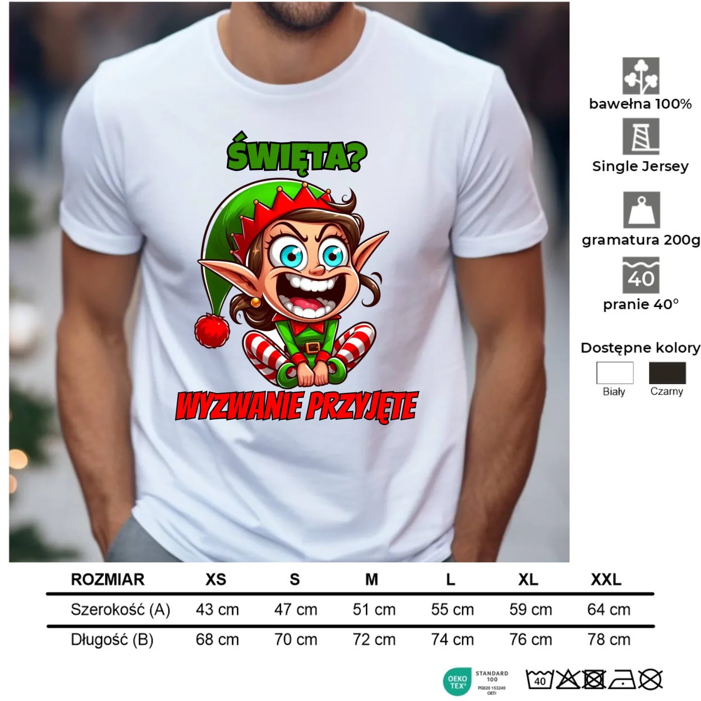 Koszulka męska świąteczna - Skrzat Wyzwanie przyjęte BN100
