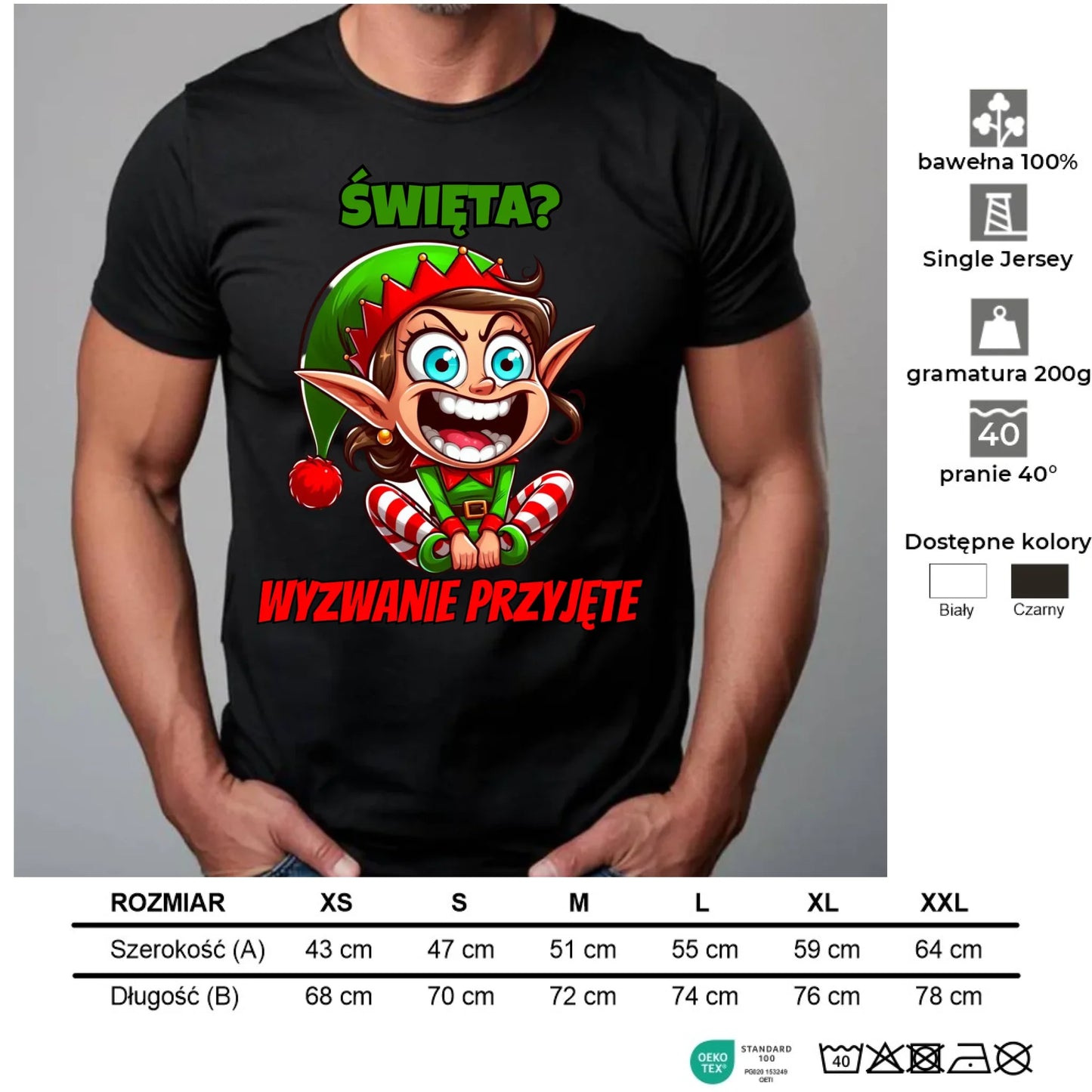 Koszulka męska świąteczna - Skrzat Wyzwanie przyjęte BN100