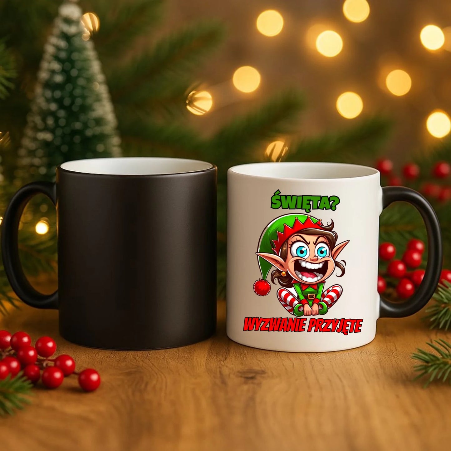 Kubek magiczny świąteczny - Skrzat Wyzwanie przyjęte BN100
