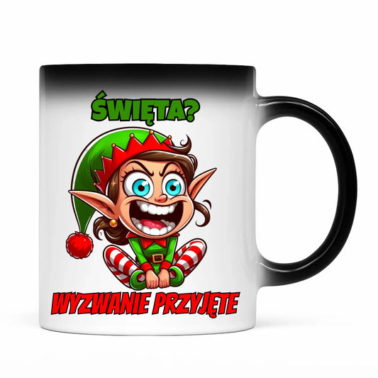 Kubek magiczny świąteczny - Skrzat Wyzwanie przyjęte BN100