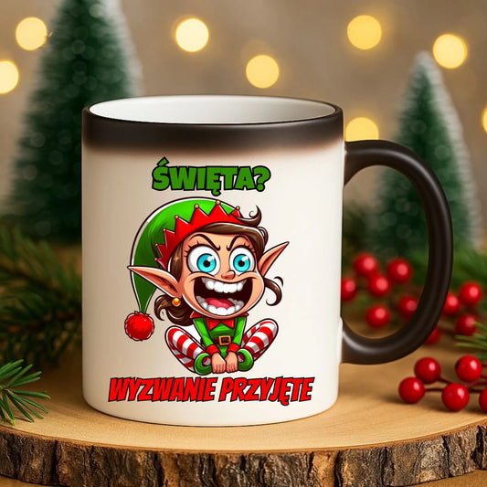 Kubek magiczny świąteczny - Skrzat Wyzwanie przyjęte BN100