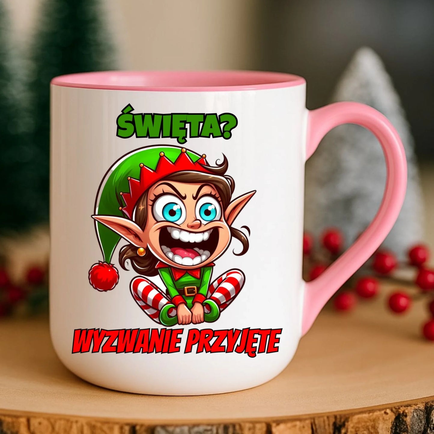 Kubek elegant świąteczny - Skrzat Wyzwanie przyjęte BN100