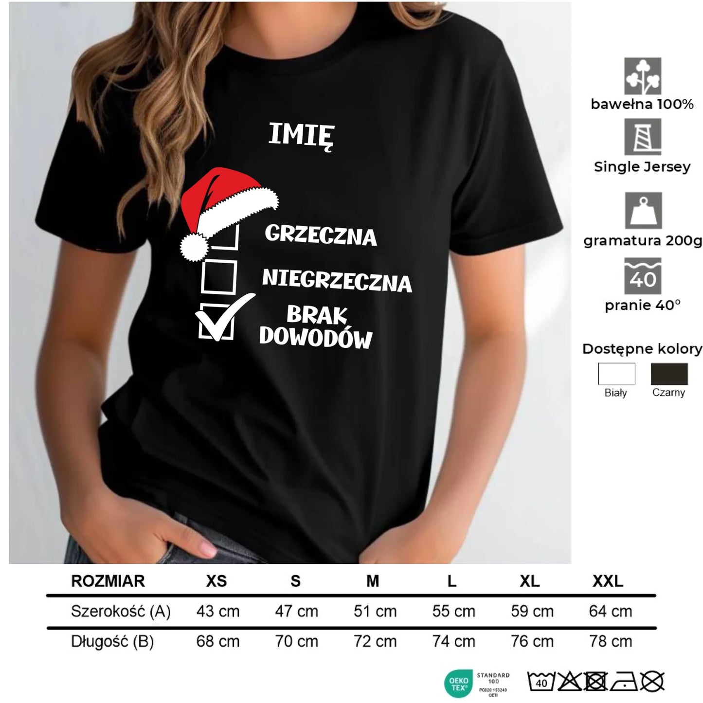 Koszulka damska świąteczna - Grzeczna niegrzeczna brak dowodów - personalizowana BN147